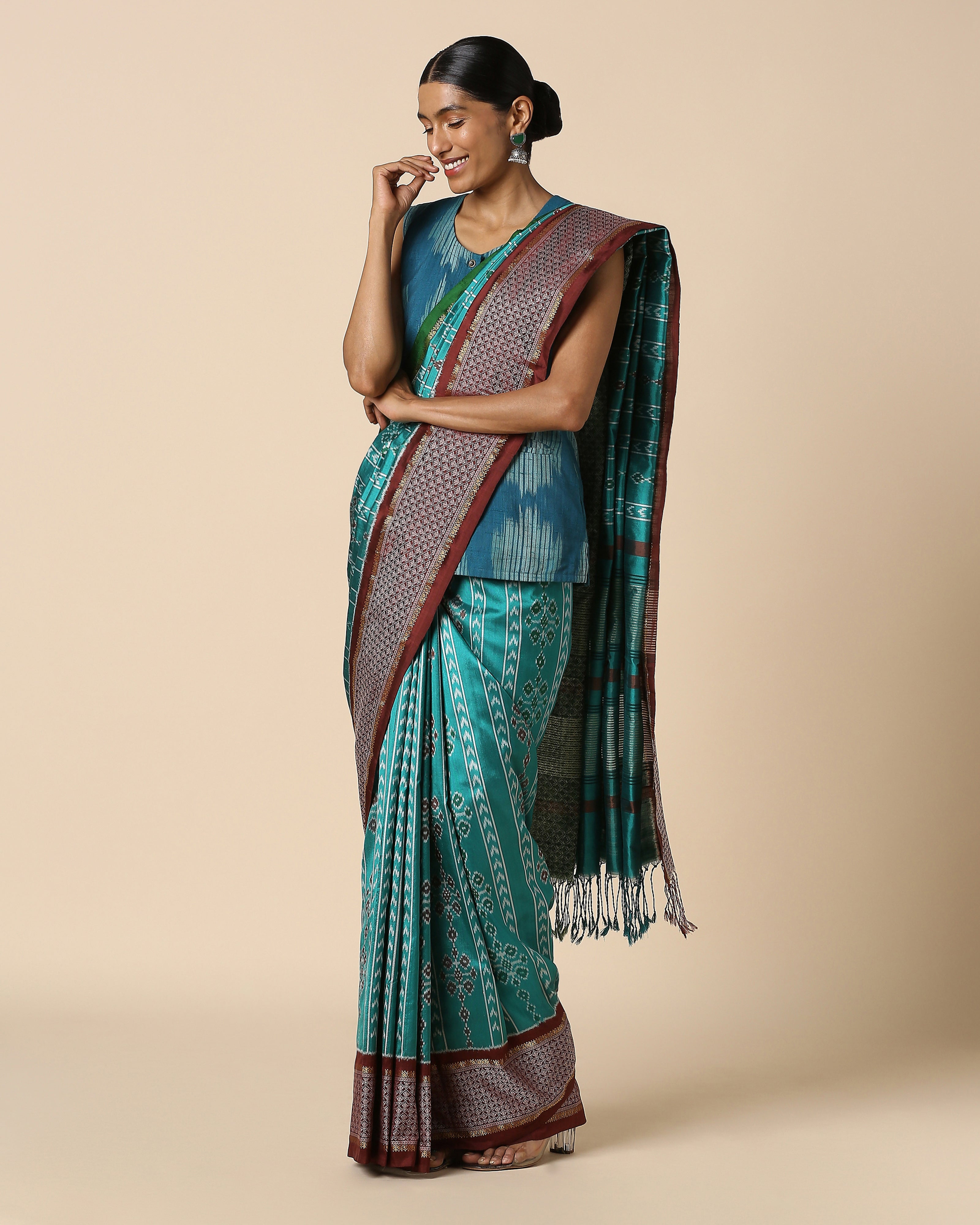 Alina Pochampally Weft Ikat Silk Saree