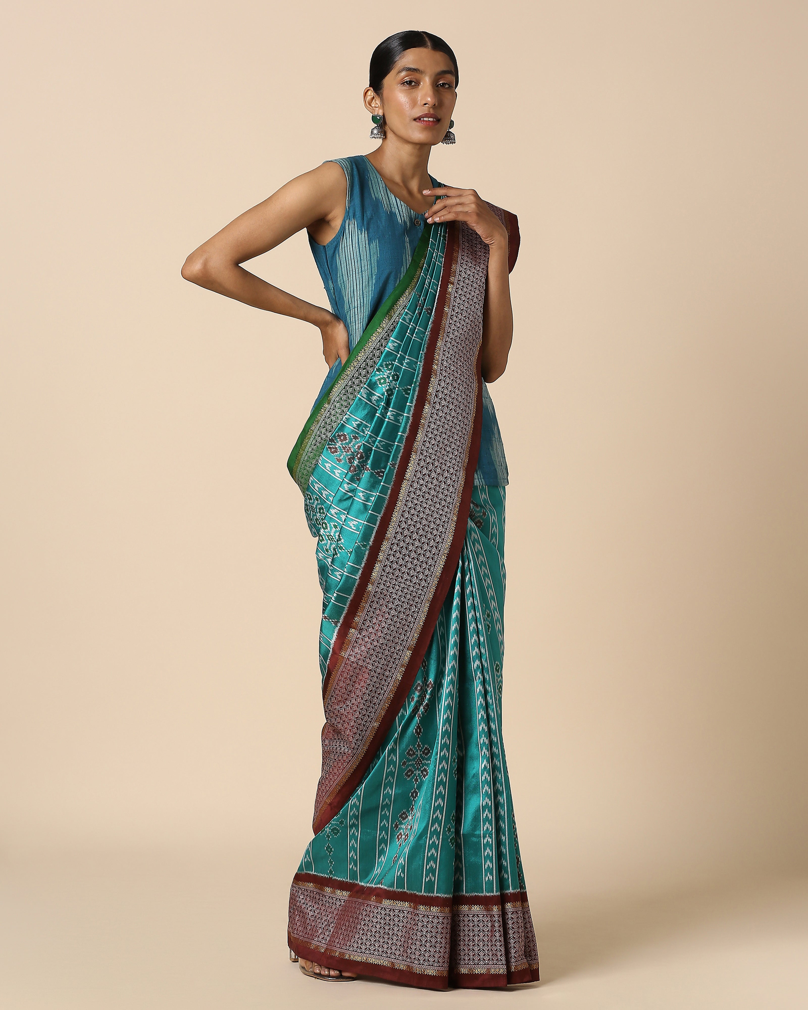 Alina Pochampally Weft Ikat Silk Saree