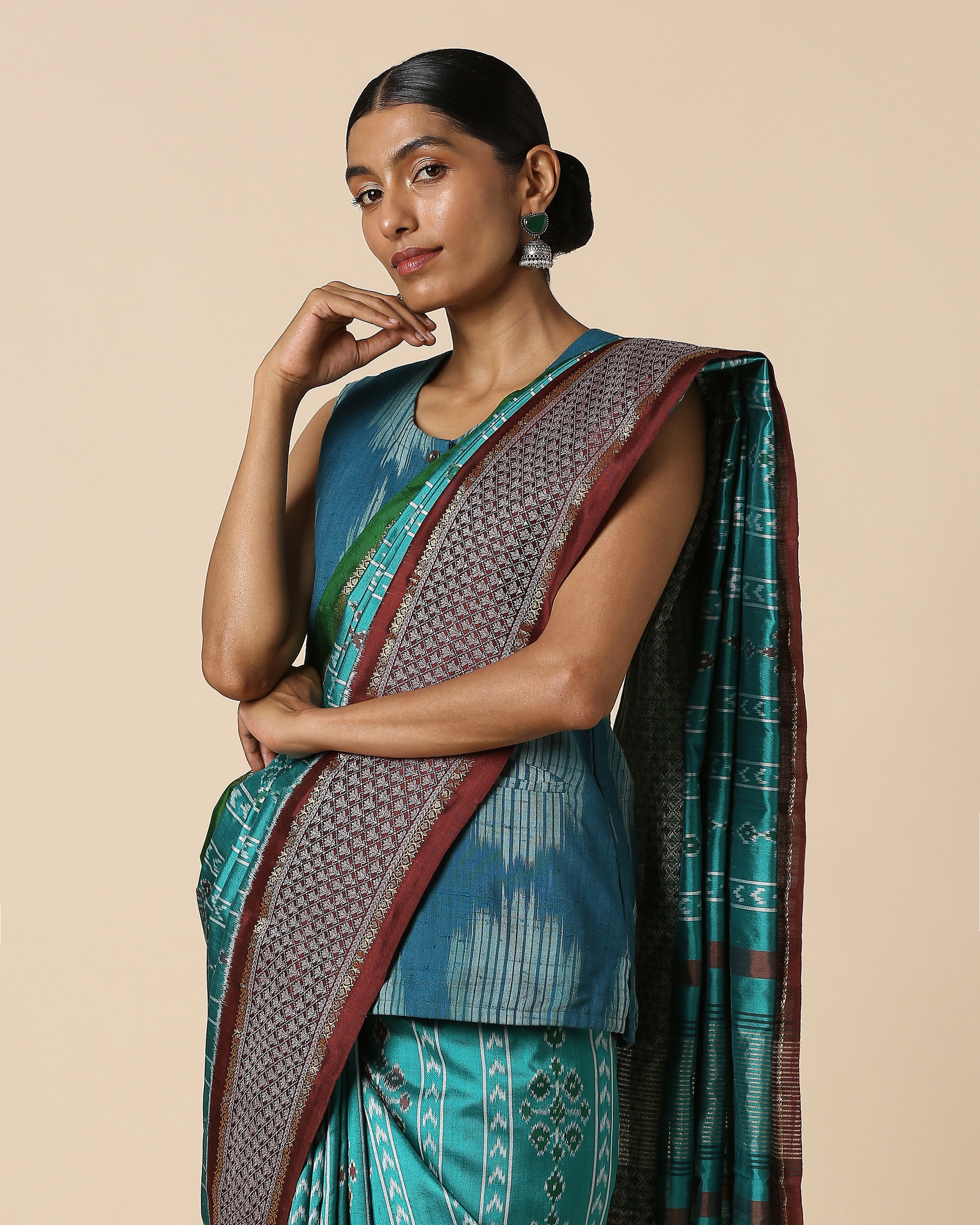 Alina Pochampally Weft Ikat Silk Saree