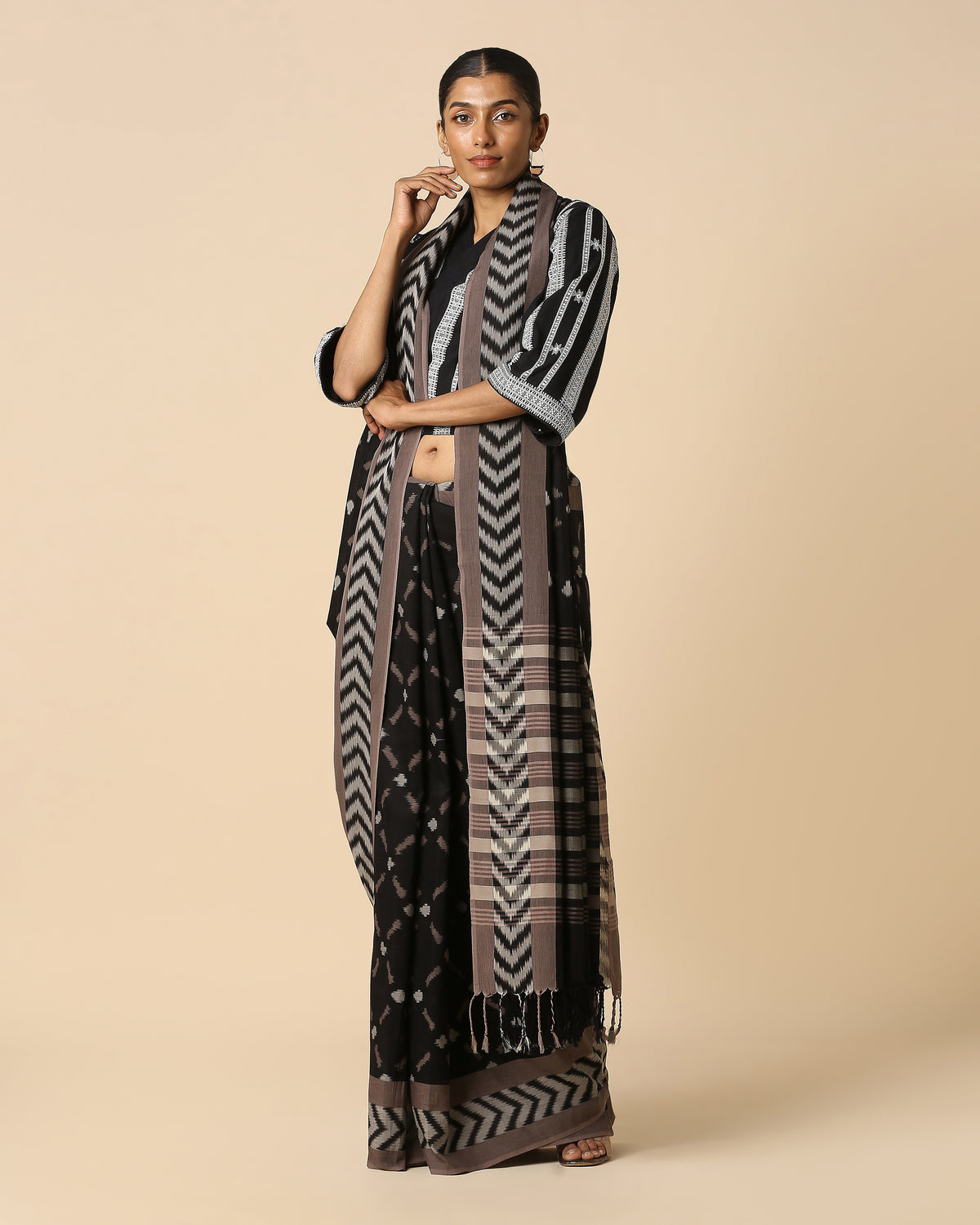 Sharoma Pochampally Warp Ikat Cotton Saree