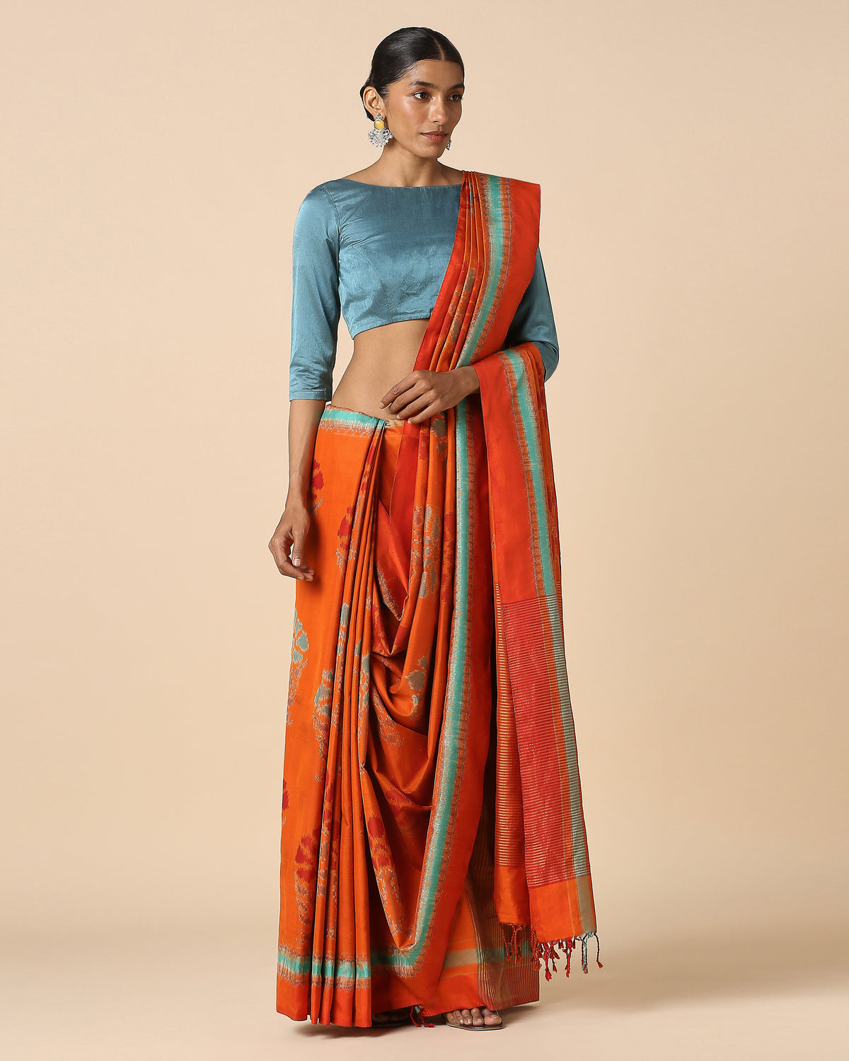 Alhan Pochampally Weft Ikat Silk Saree