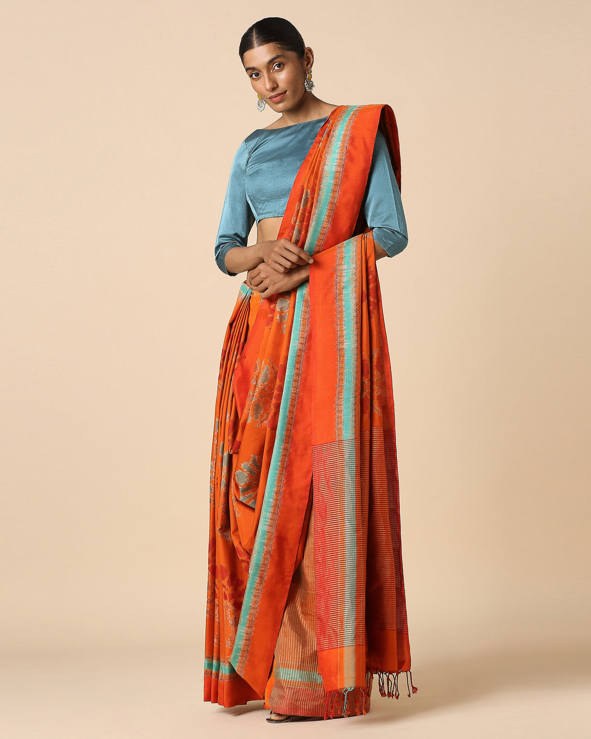 Alhan Pochampally Weft Ikat Silk Saree