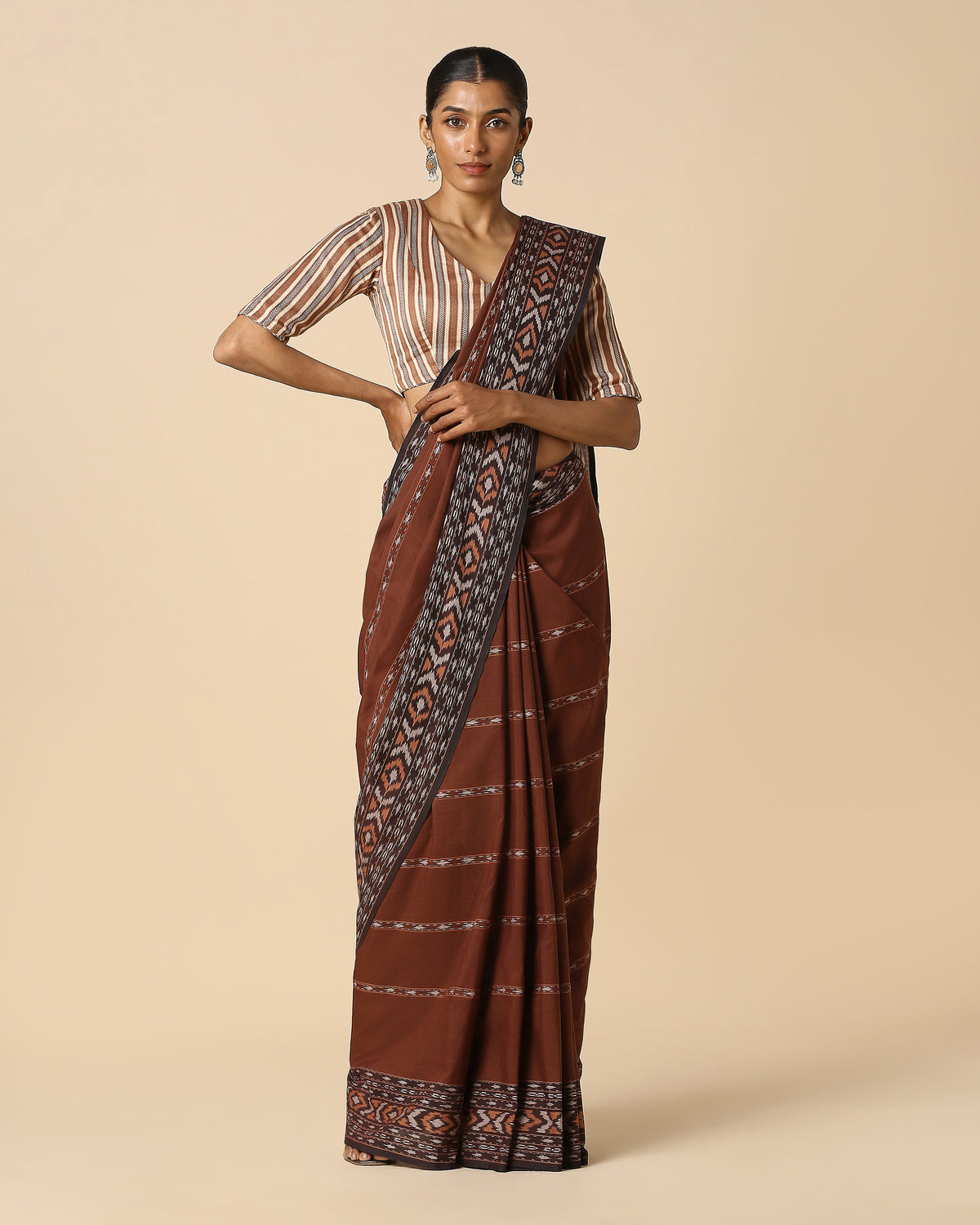 Kanjana Pochampally Warp Ikat Cotton Saree