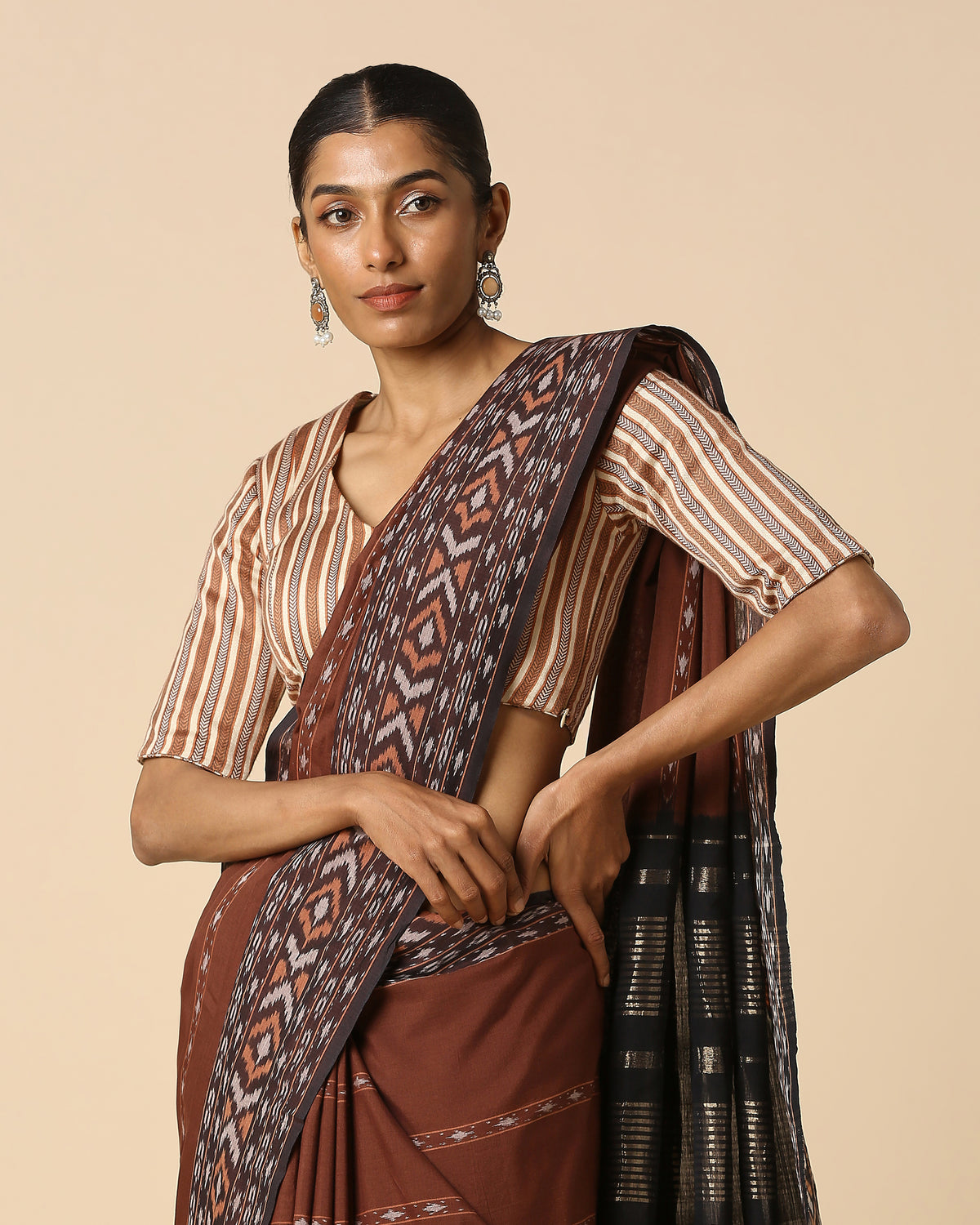 Kanjana Pochampally Warp Ikat Cotton Saree