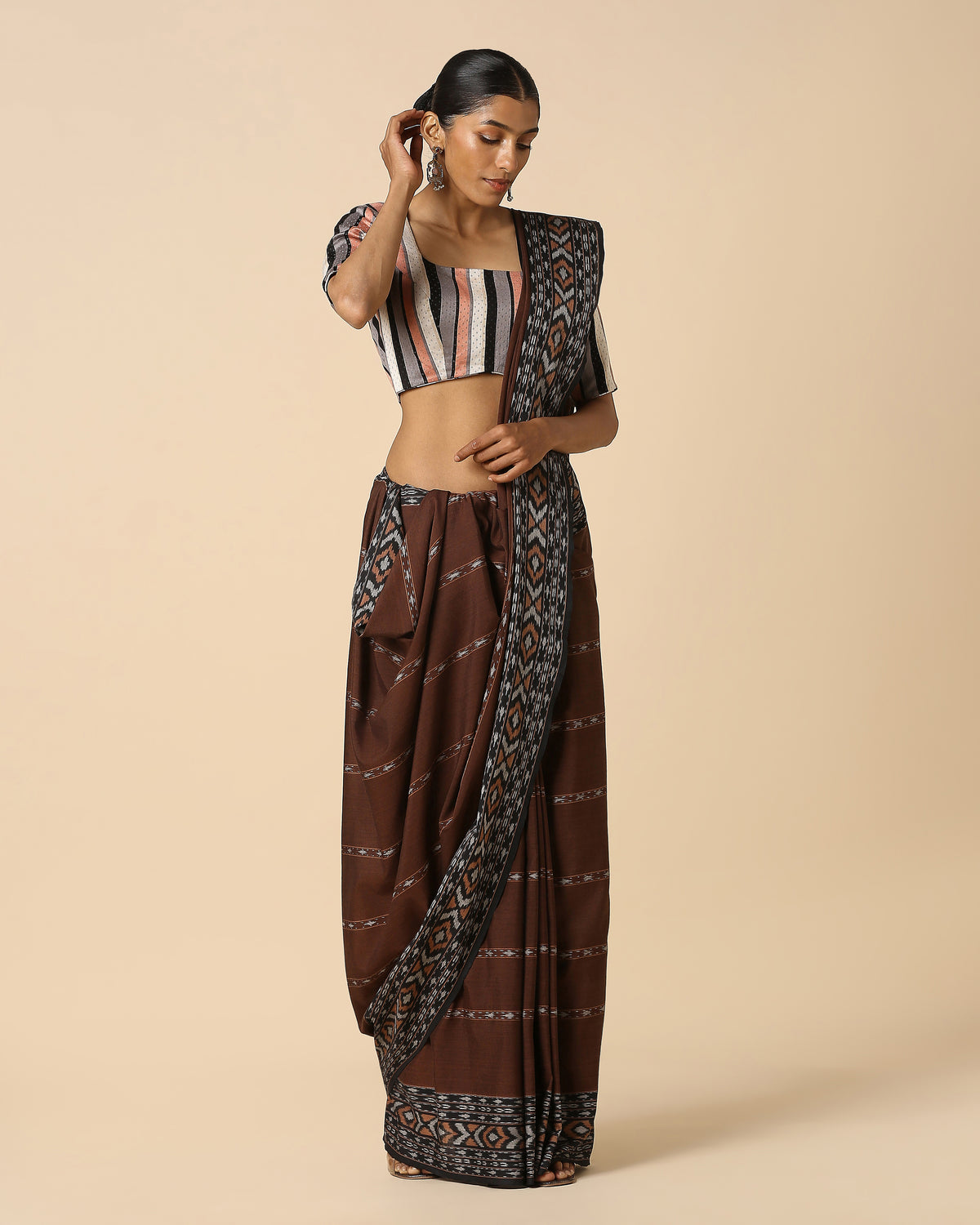 Kanjana Pochampally Warp Ikat Cotton Saree