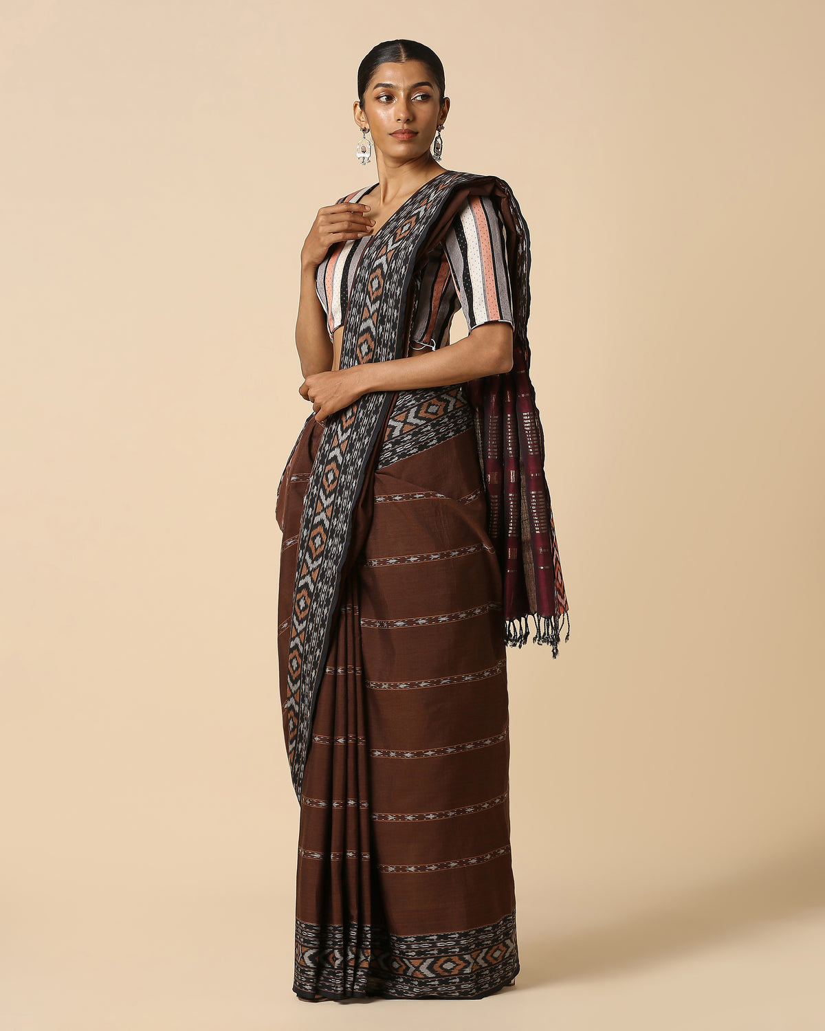 Kanjana Pochampally Warp Ikat Cotton Saree