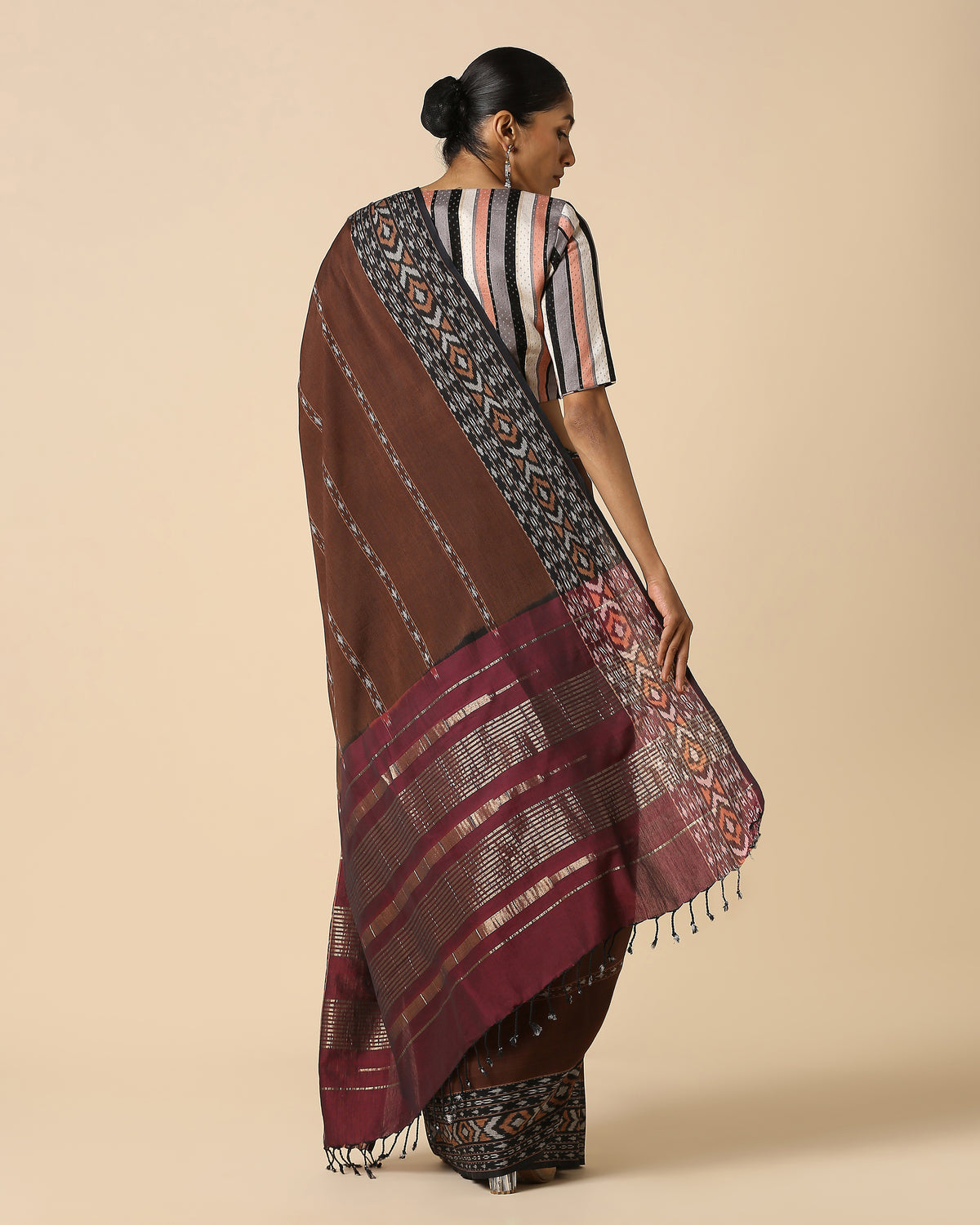 Kanjana Pochampally Warp Ikat Cotton Saree