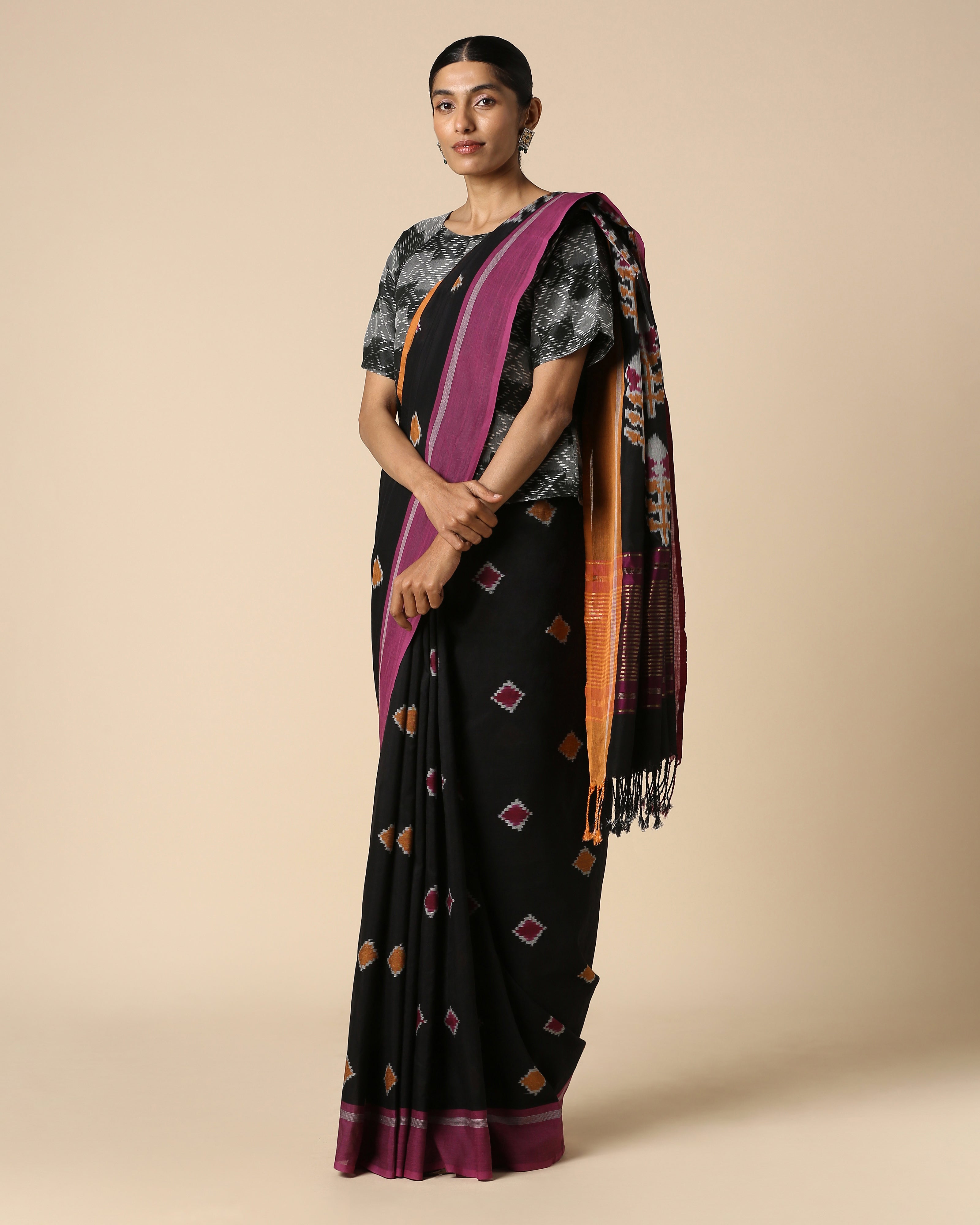 Kapi Pochampally Warp Ikat Cotton Saree