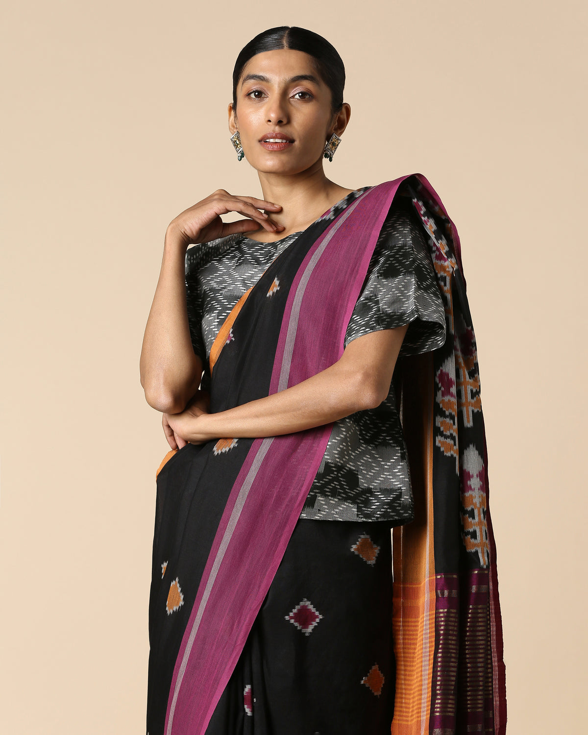 Kapi Pochampally Warp Ikat Cotton Saree