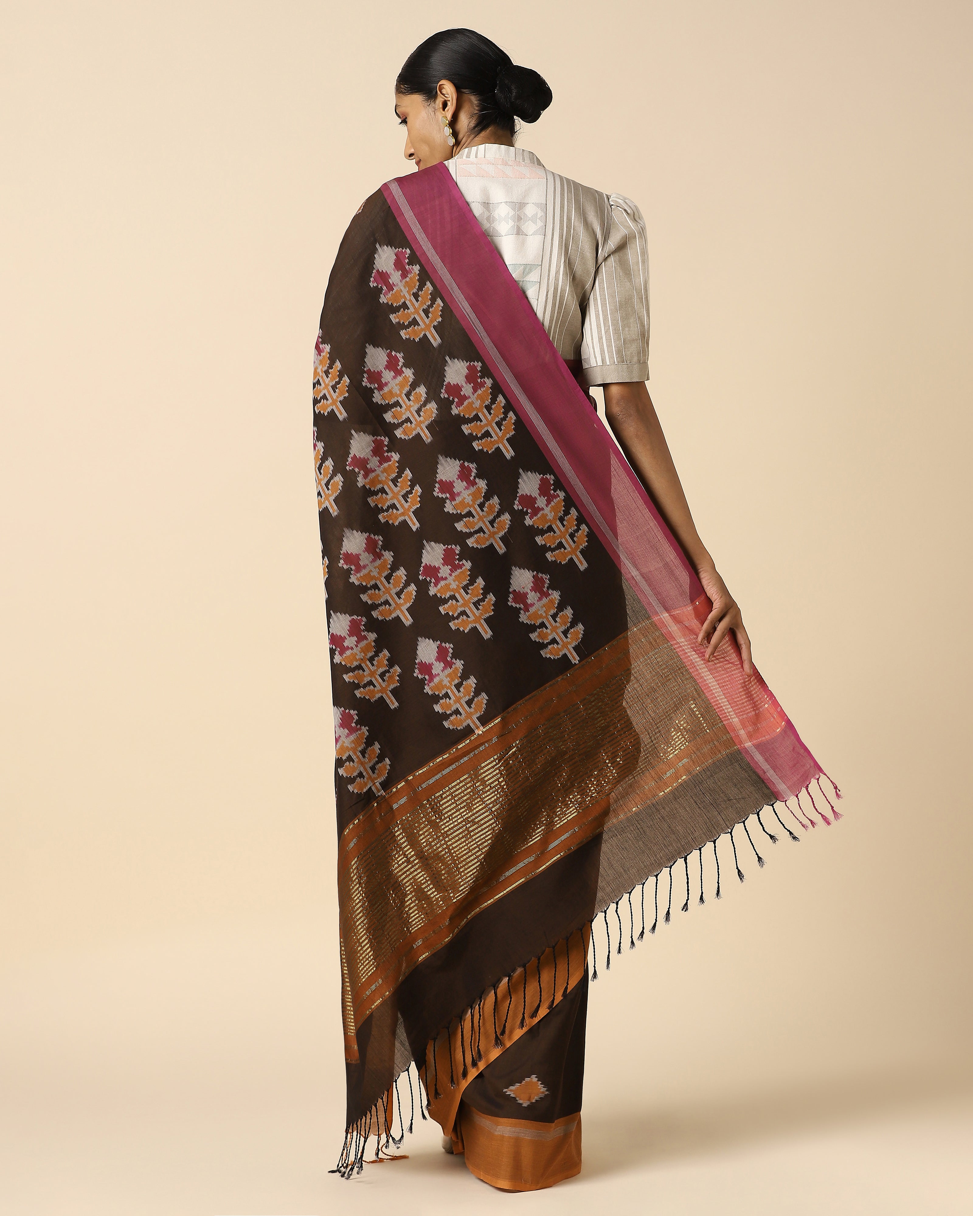 Kapi Pochampally Warp Ikat Cotton Saree