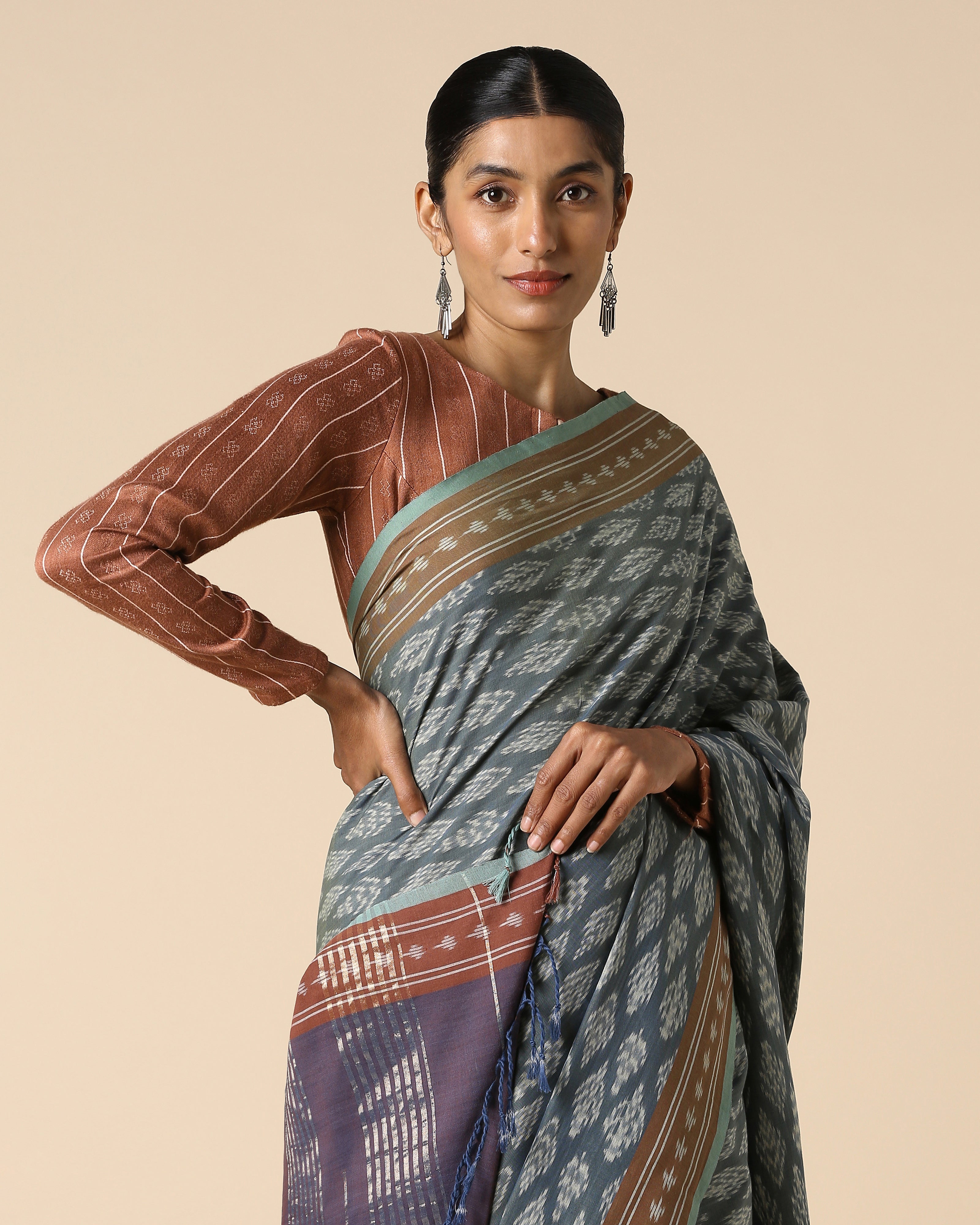 Kavyata Pochampally Warp Ikat Cotton Saree
