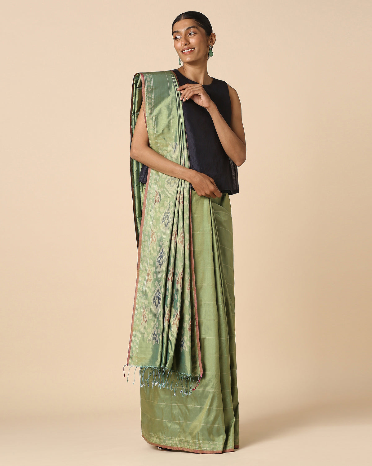 Gupila Pochampally Warp Ikat Silk Saree