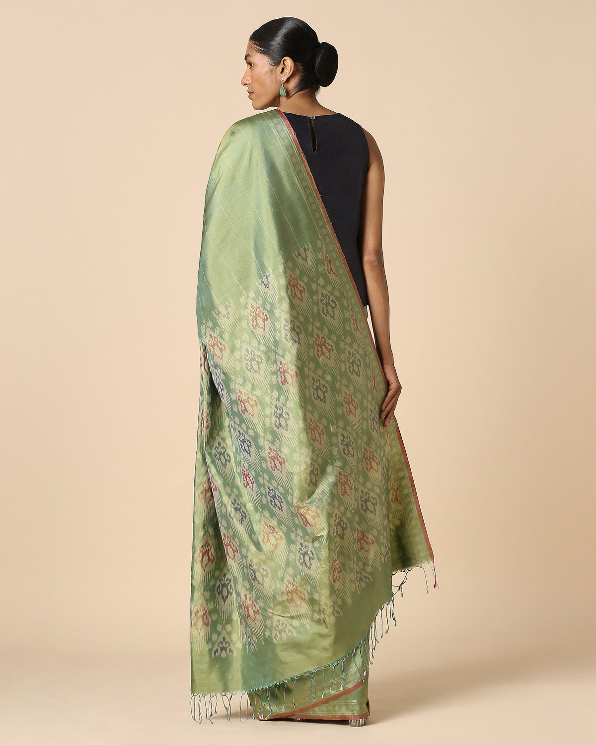Gupila Pochampally Warp Ikat Silk Saree