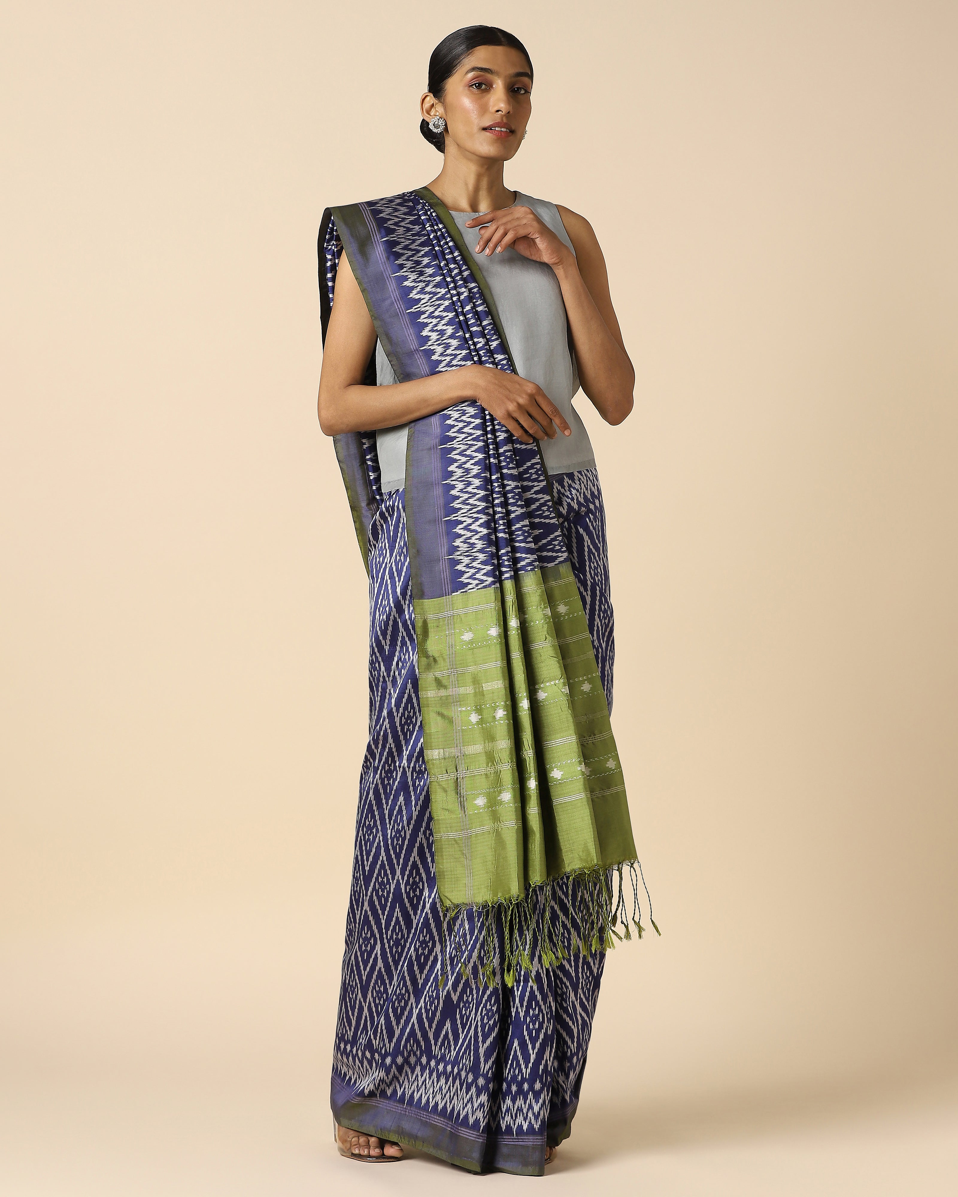 Navina Pochampally Weft Ikat Silk Saree