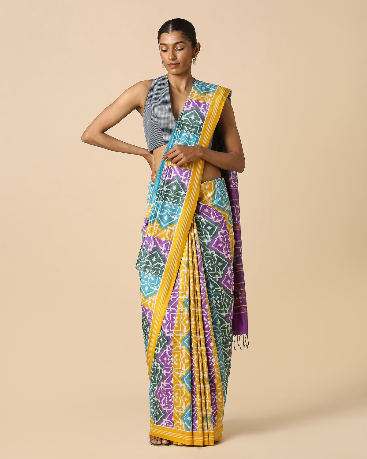Shani Pochampally Double Ikat Silk Saree