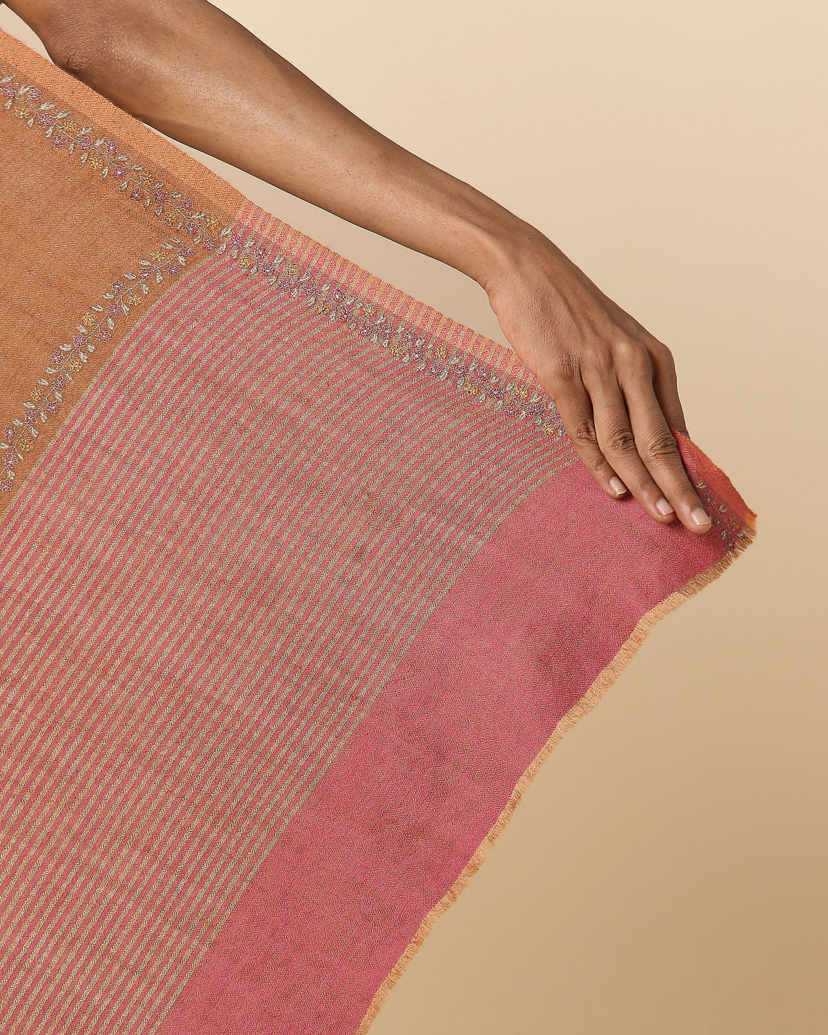 Eshail Kashmir Sozni Embroidery Pashmina Saree