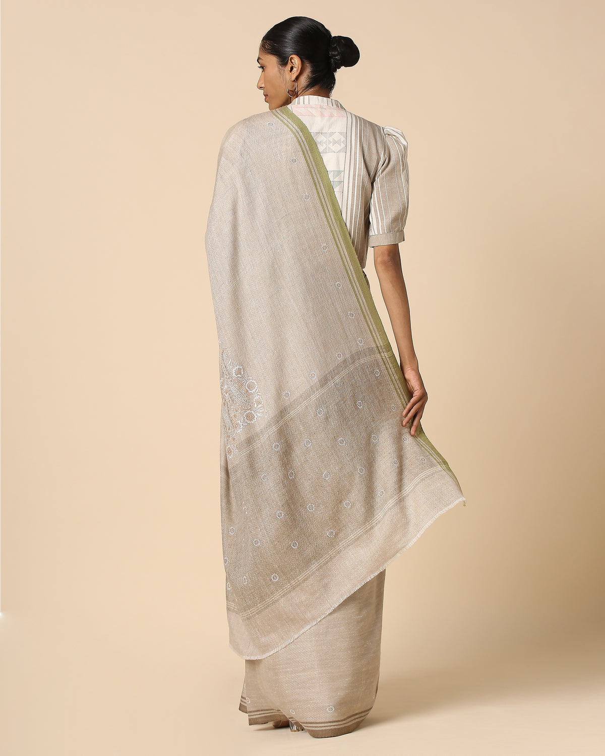 Anabia Kashmir Sozni Embroidery Pashmina Saree