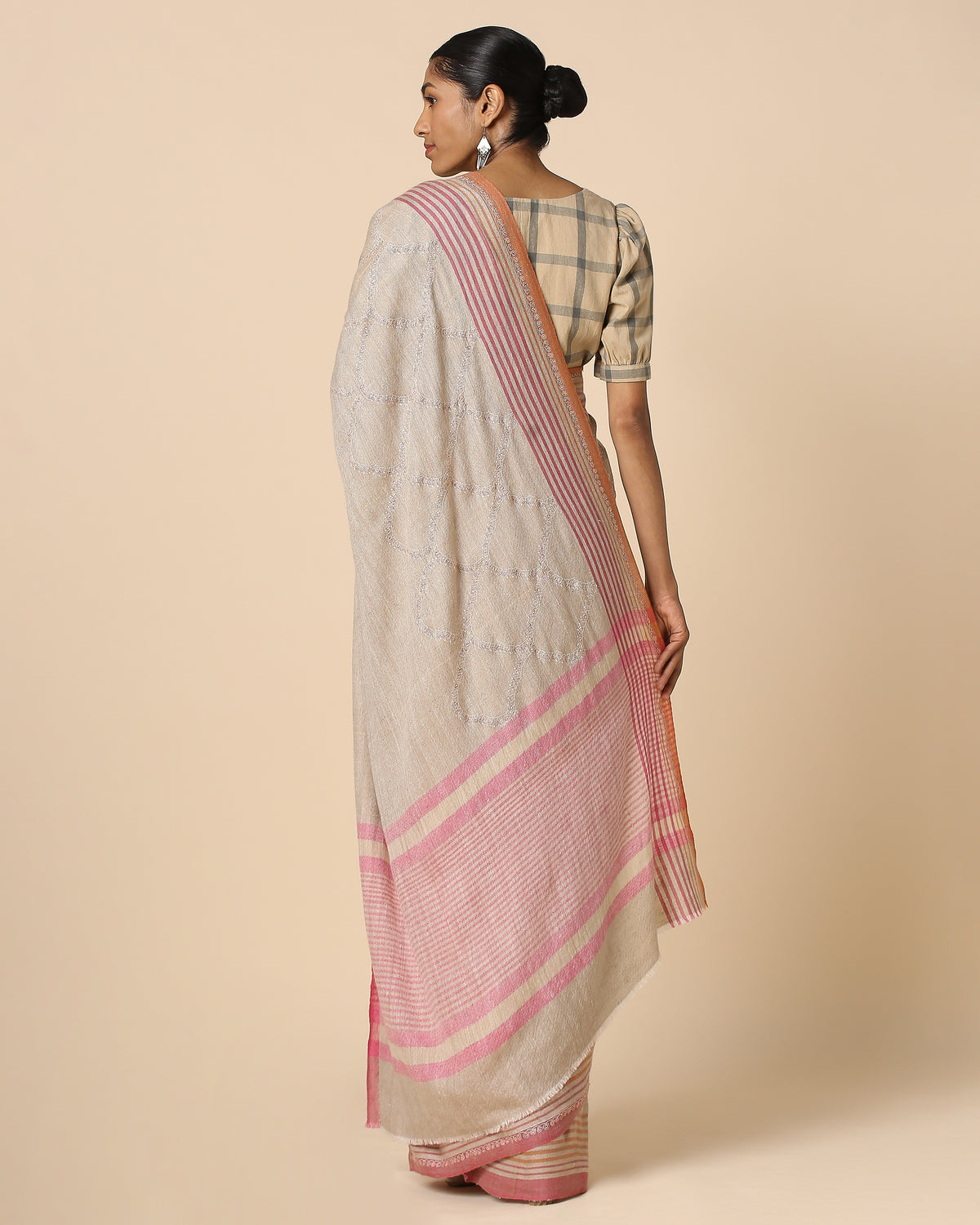 Zoyah Kashmir Sozni Embroidery Pashmina Saree