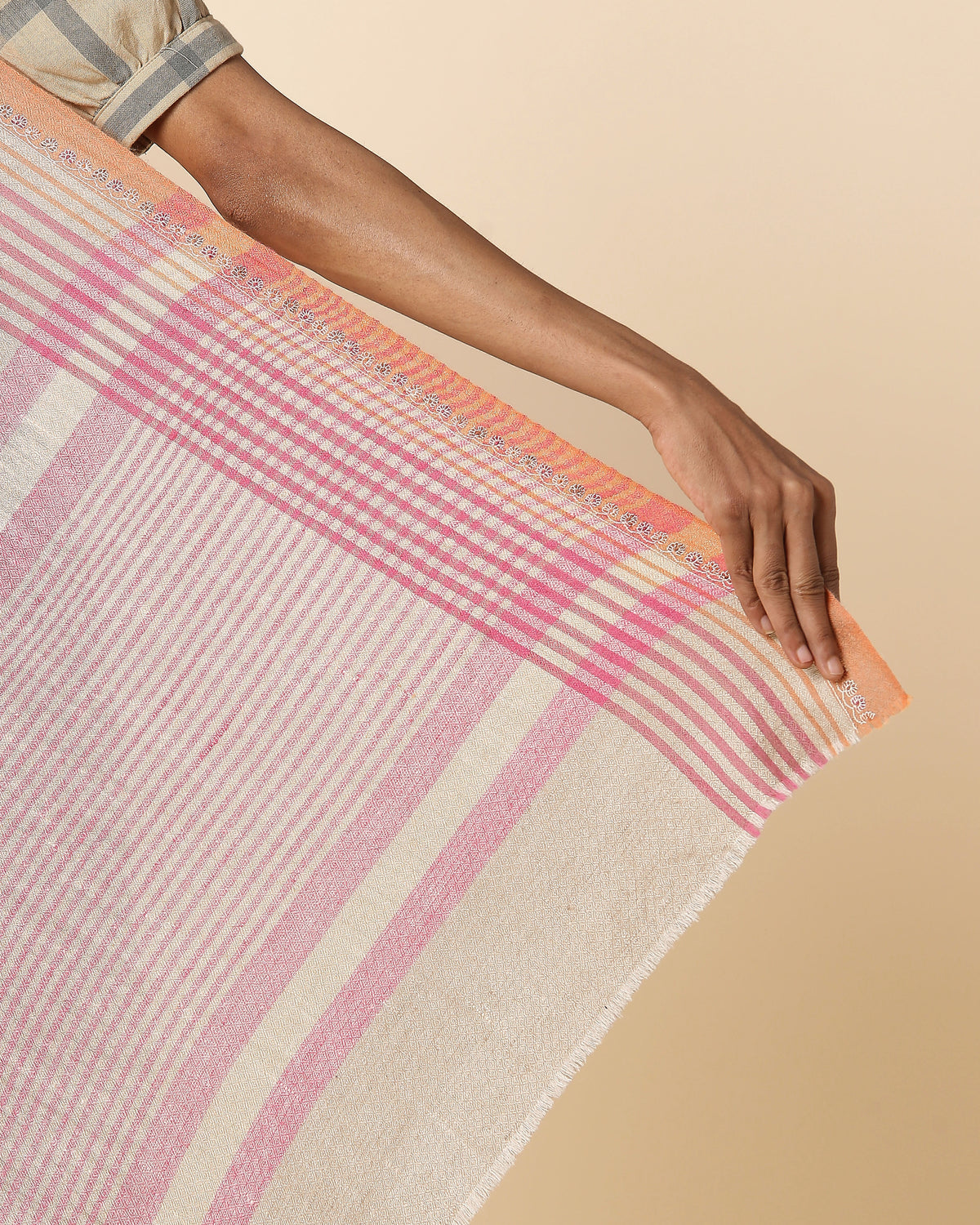 Zoyah Kashmir Sozni Embroidery Pashmina Saree