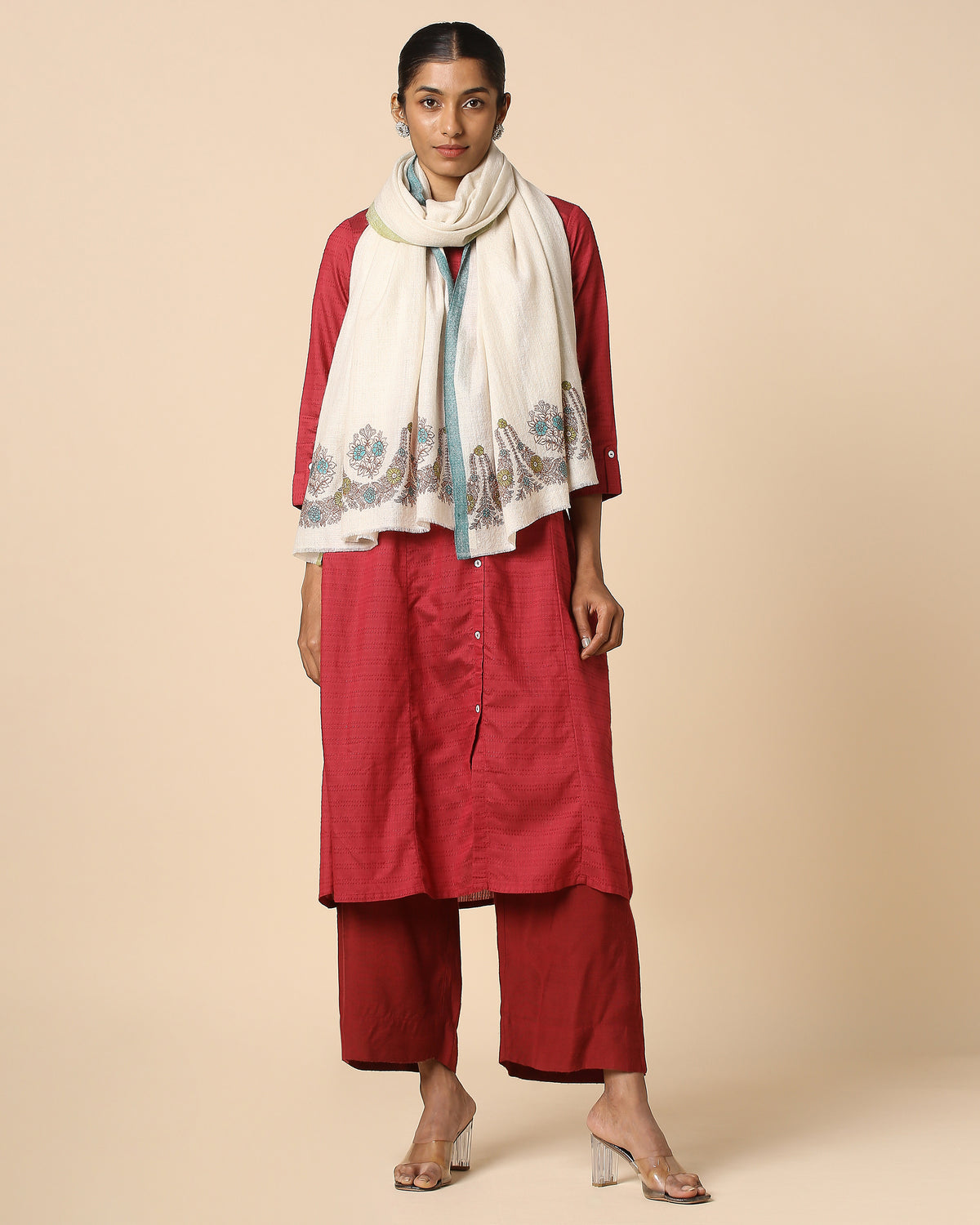 Roush Kashmir Sozni Embroidery Pashmina Stole
