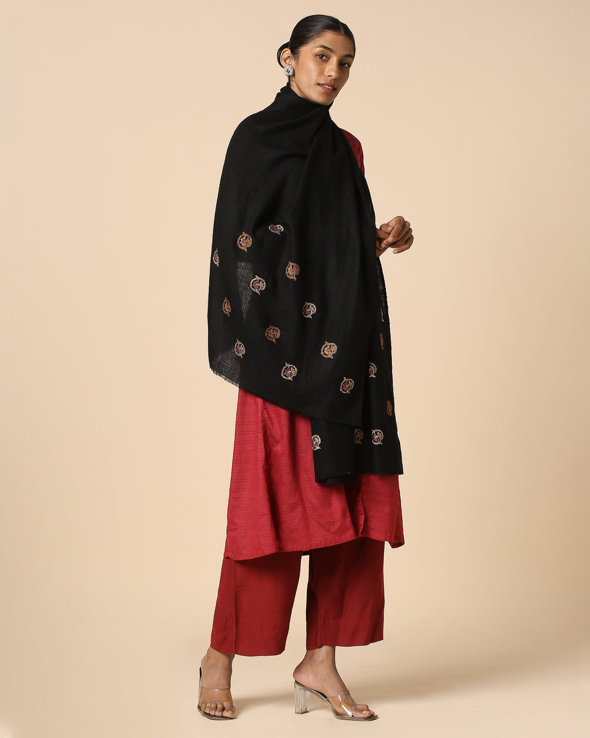 Nazma Kashmir Sozni Embroidery Pashmina Stole