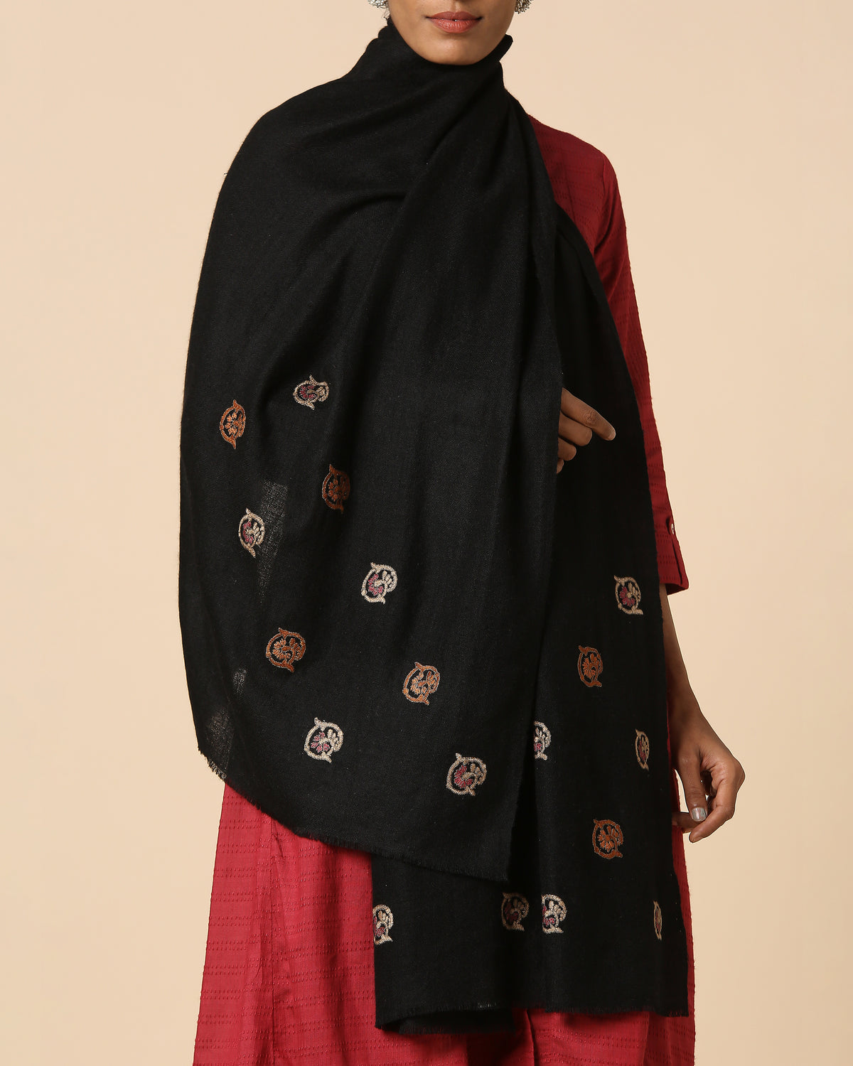Nazma Kashmir Sozni Embroidery Pashmina Stole