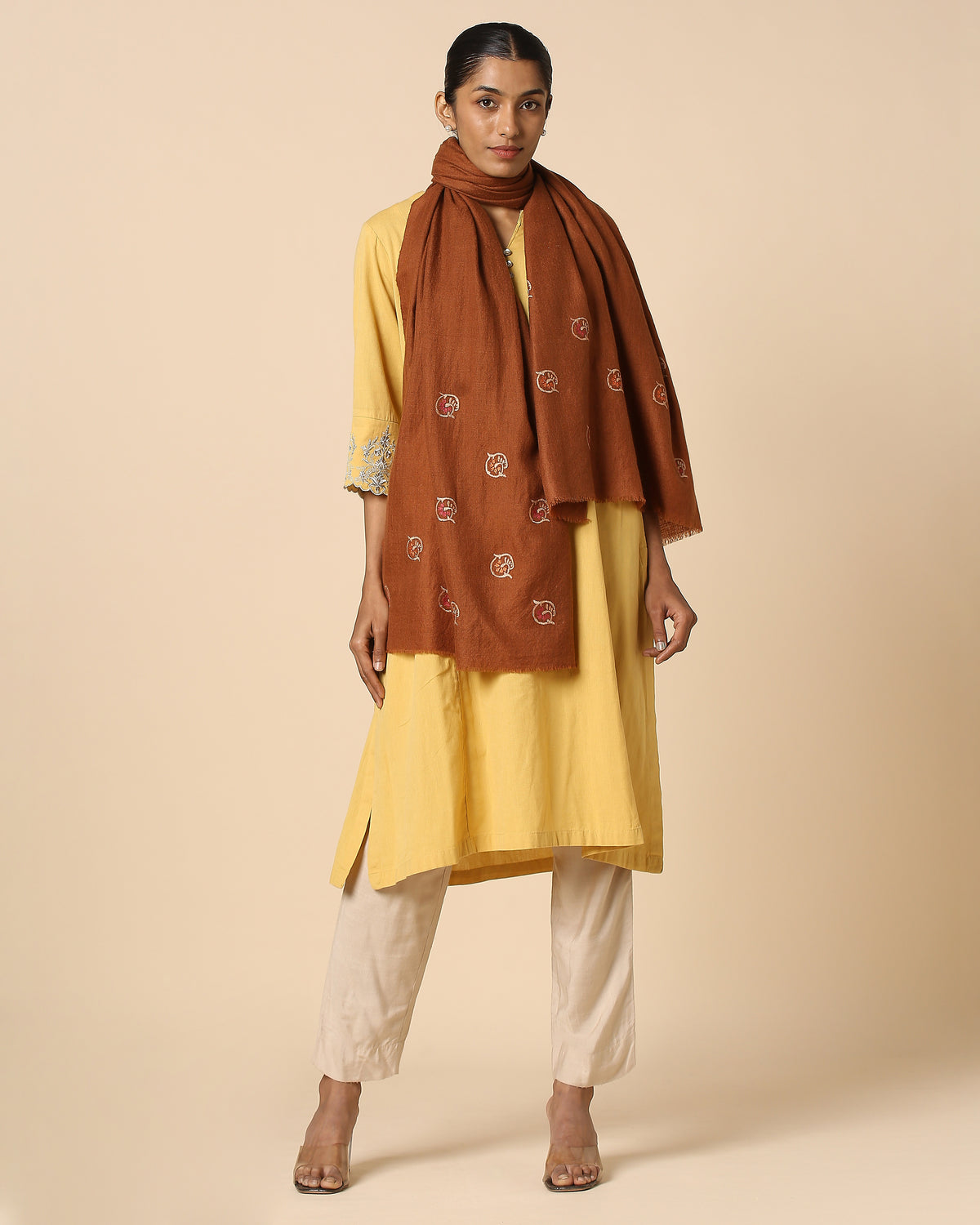 Nazma Kashmir Sozni Embroidery Pashmina Stole