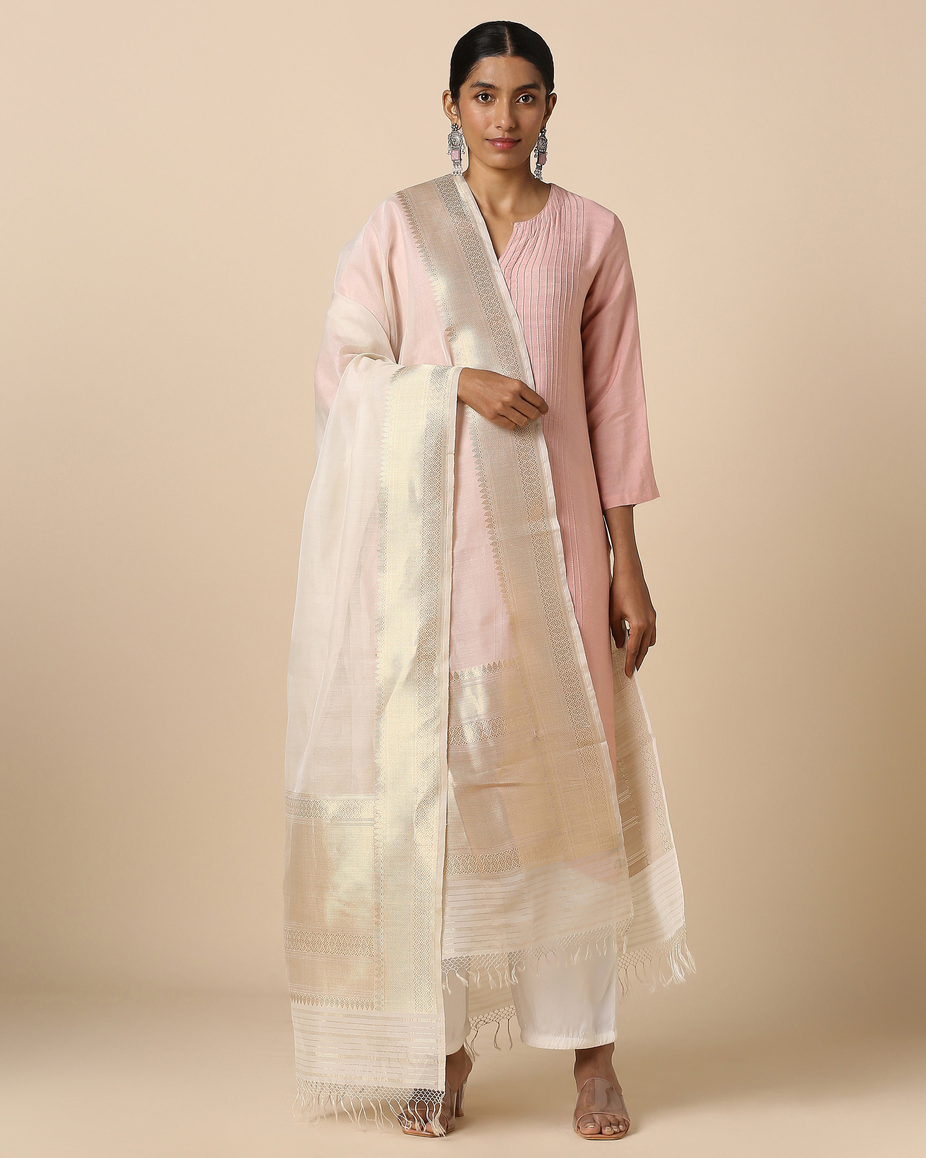 Alayna Banarasi Kadwa Silk Cotton Dupatta