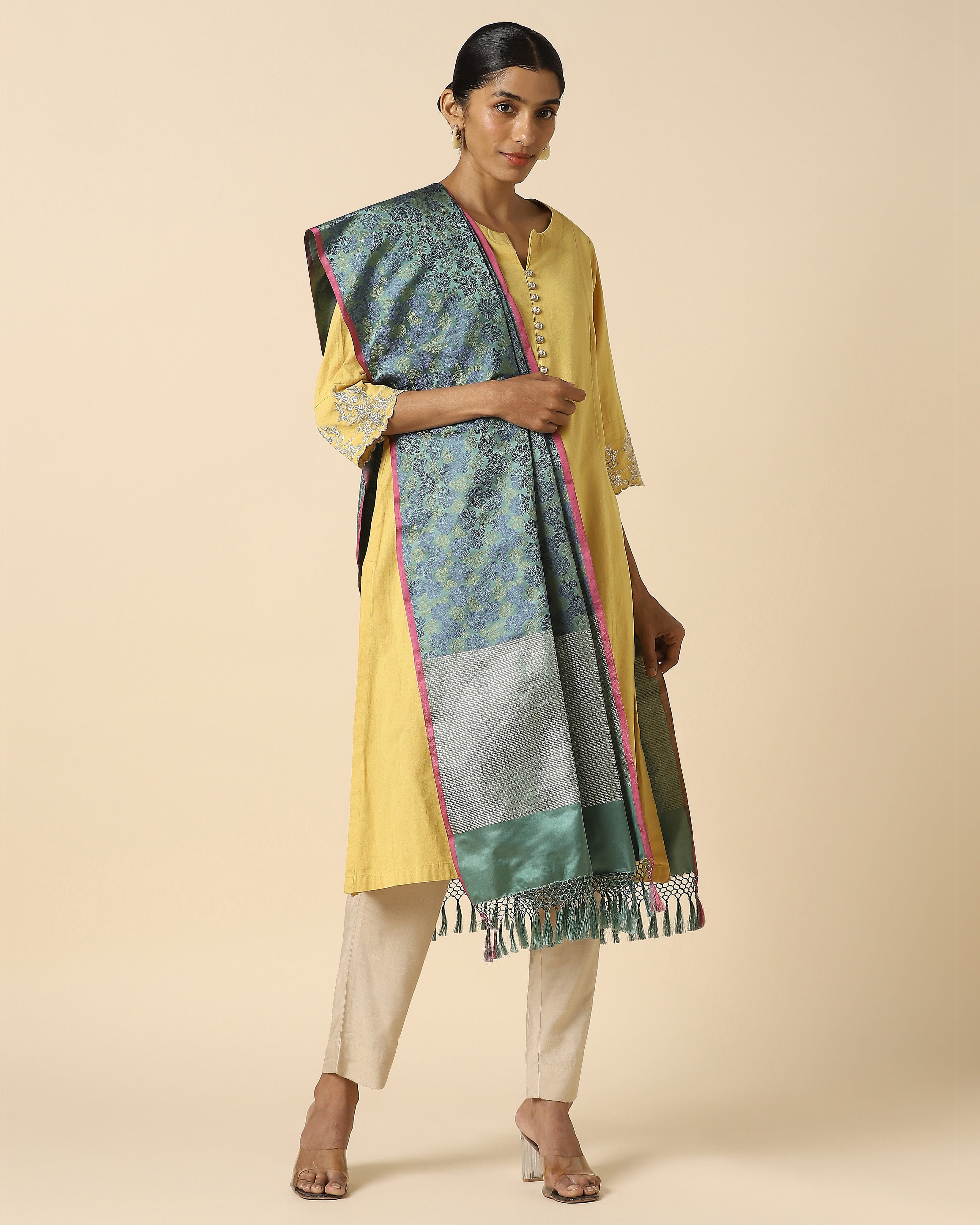 Alani Banarasi Tanchoi And Kadwa Silk Dupatta