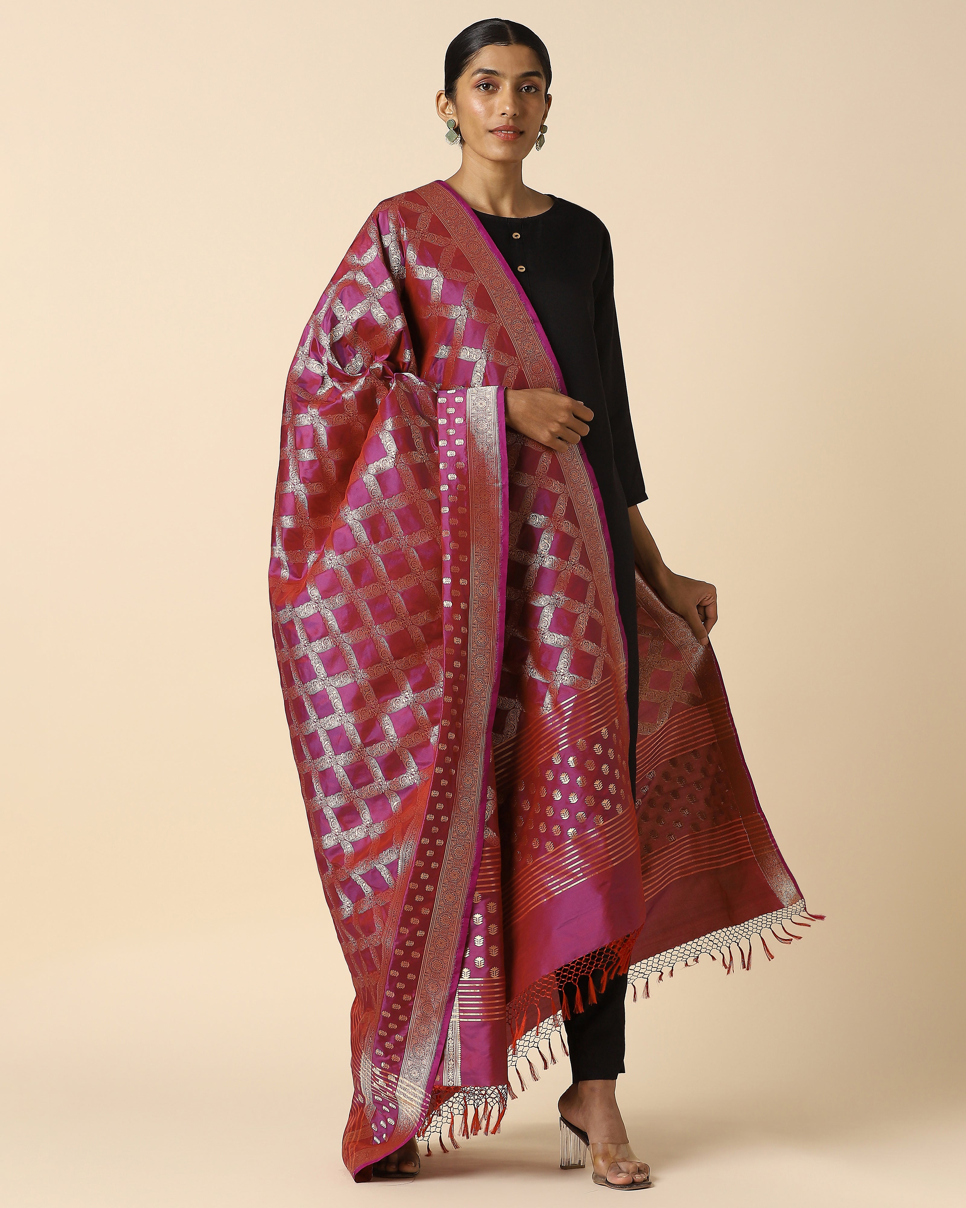 Hilda Banarasi Cutwork Silk Dupatta