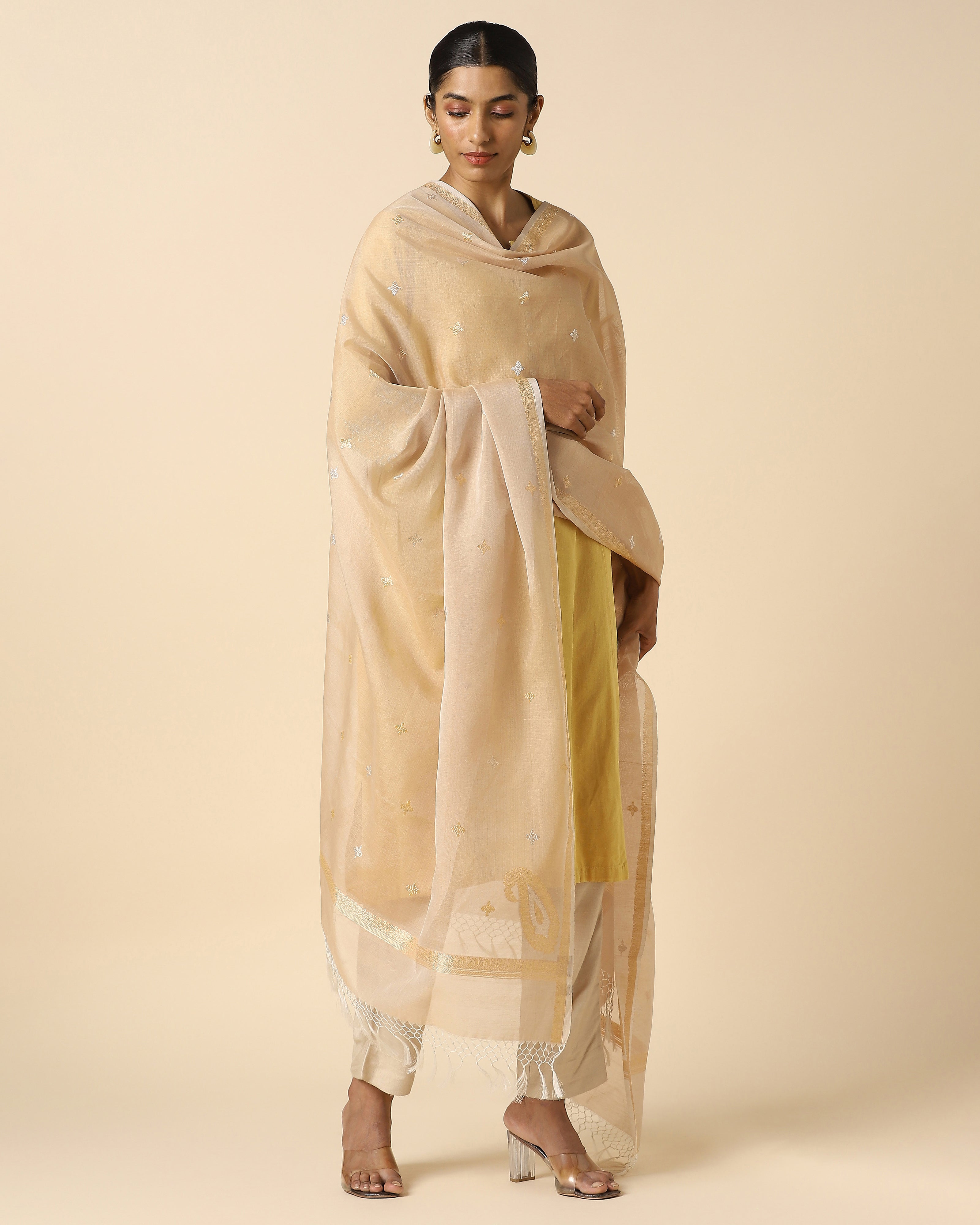 Saumya Banarasi Kadwa Brown Cotton Dupatta