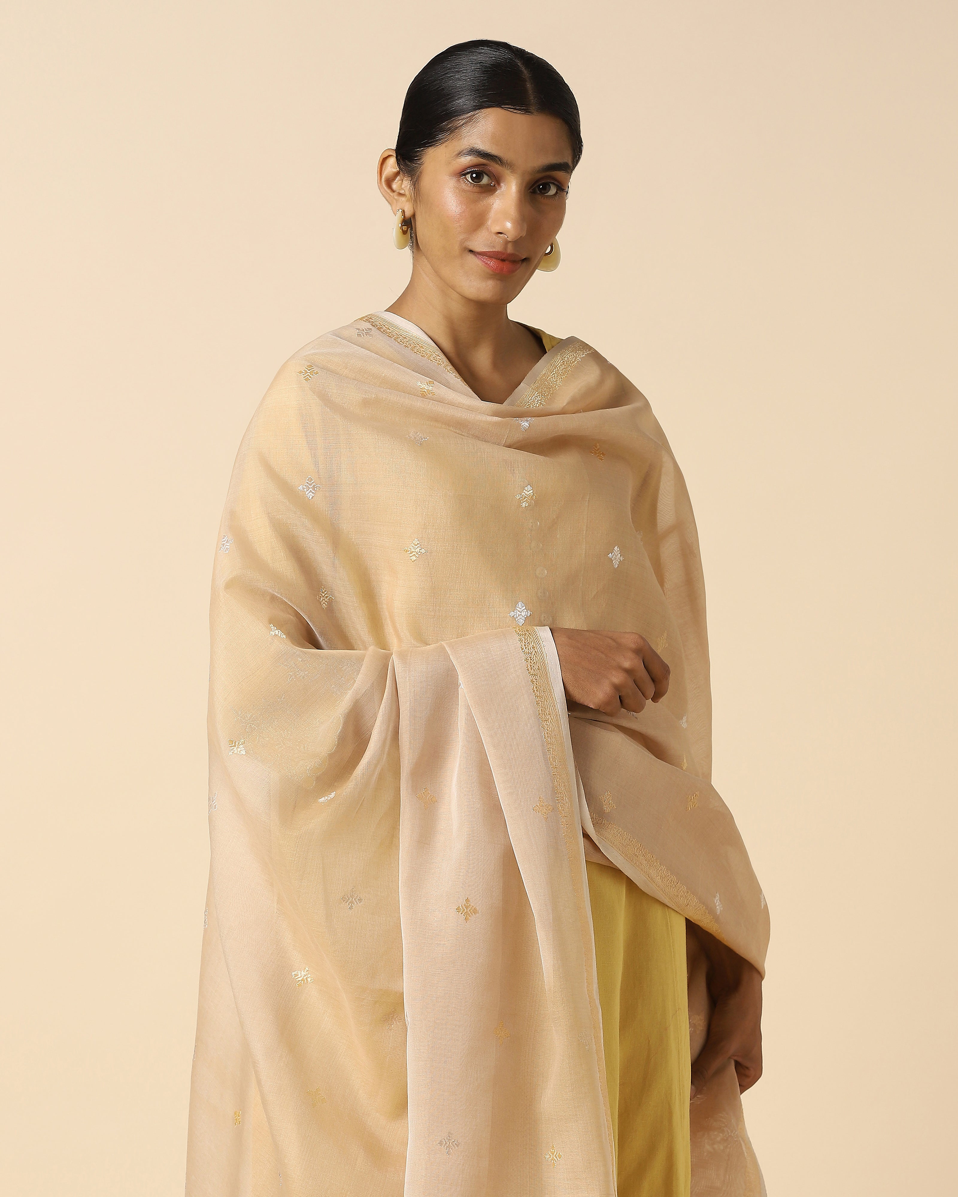 Saumya Banarasi Kadwa Brown Cotton Dupatta