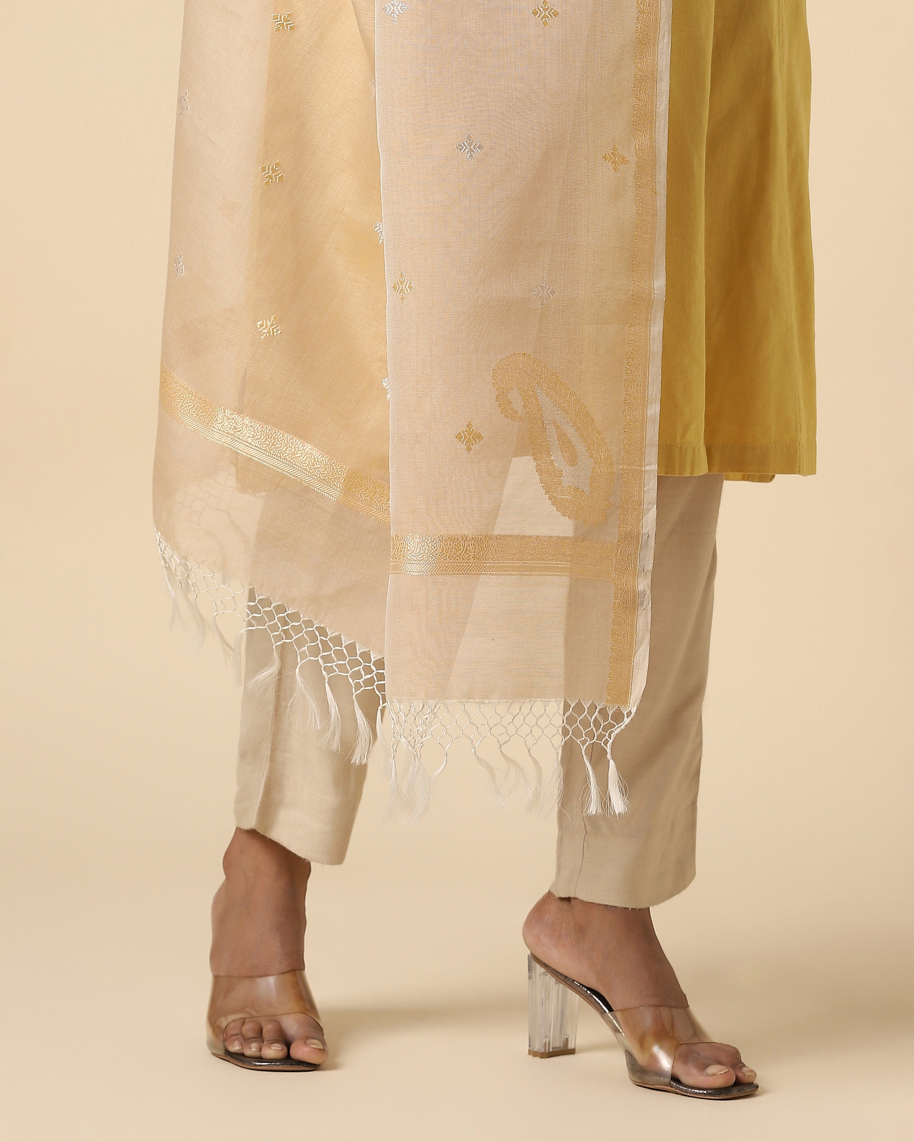 Saumya Banarasi Kadwa Brown Cotton Dupatta