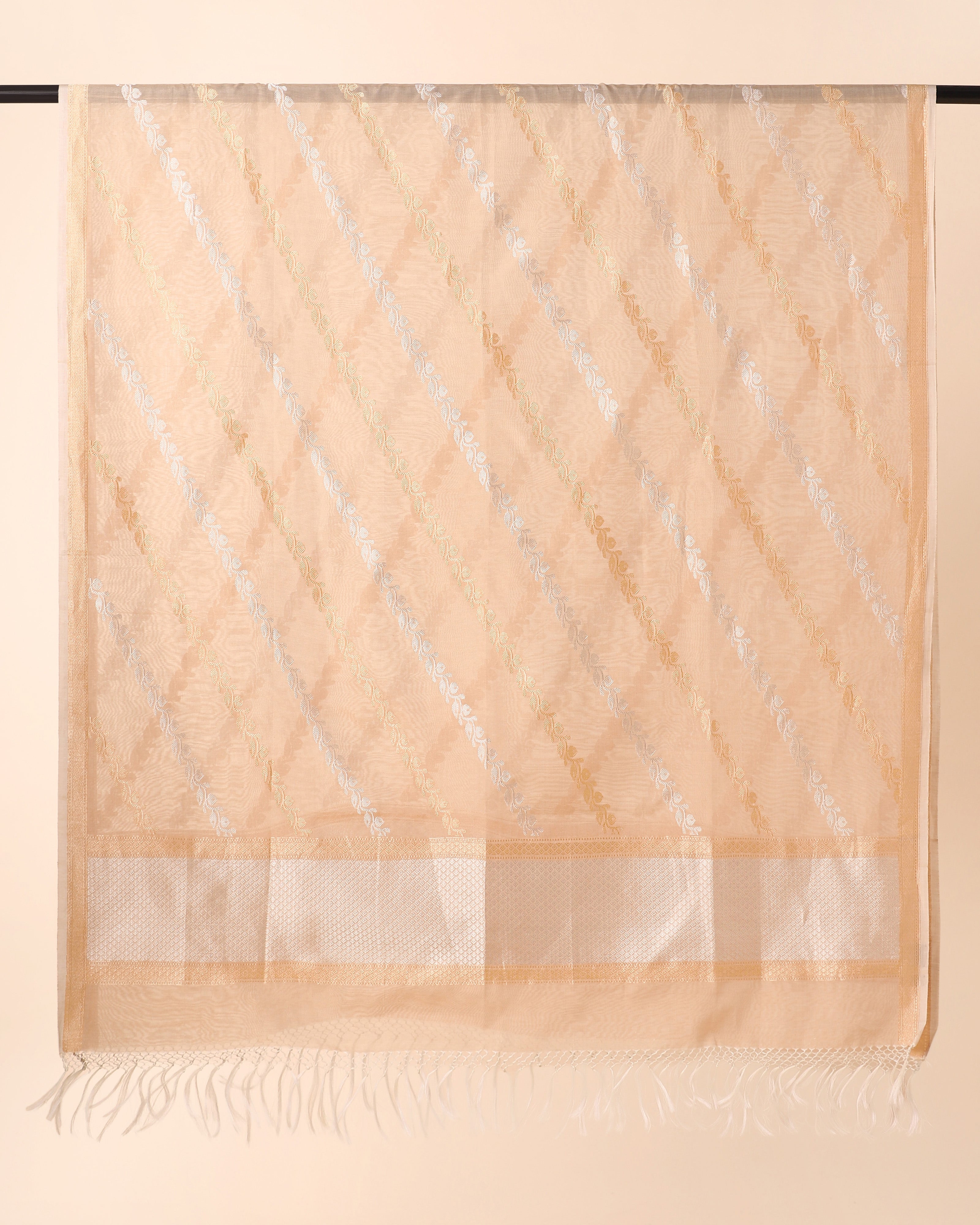 Ekanei Banarasi Kadwa Brown Cotton Dupatta