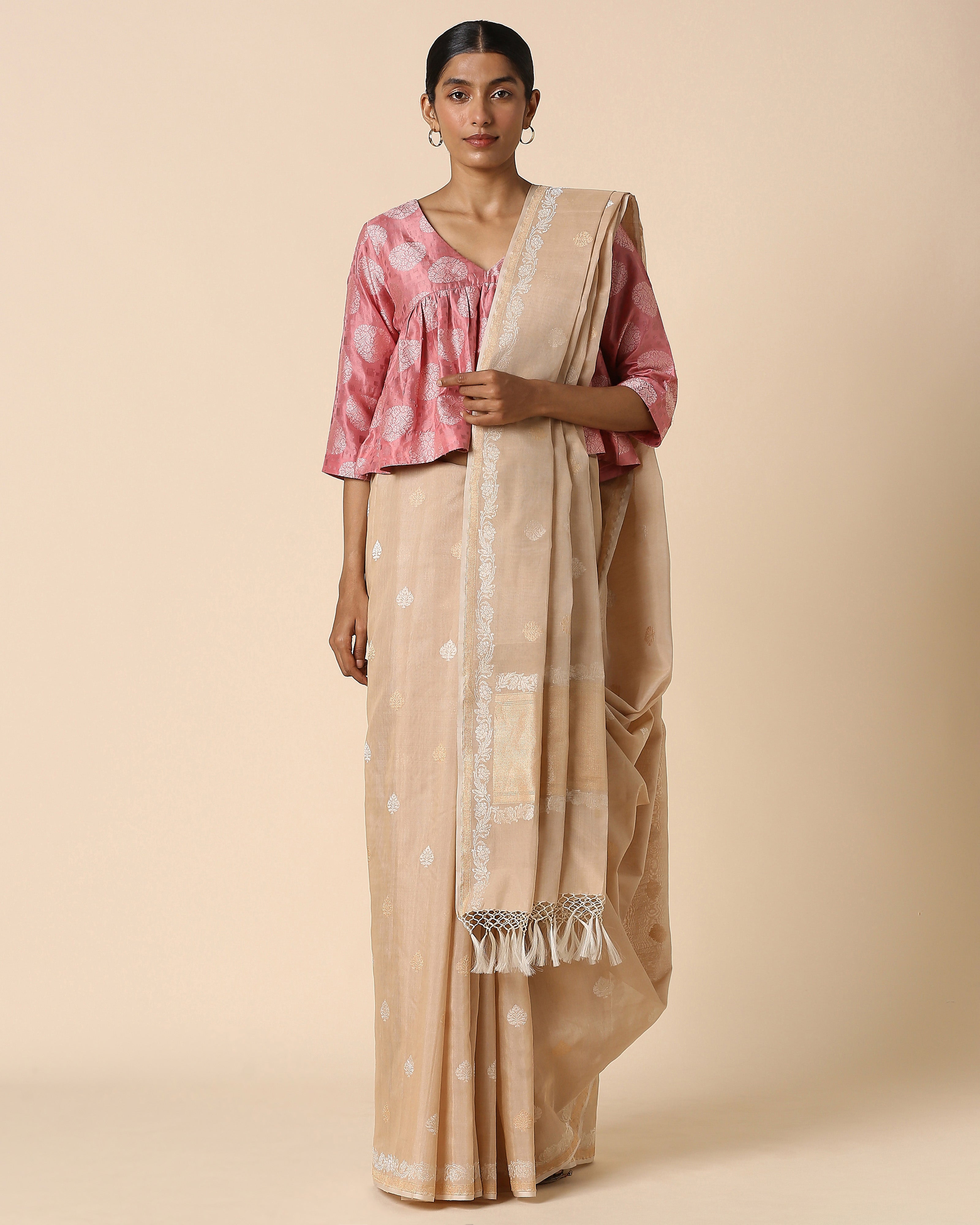 Laya Banarasi Kadwa Brown Cotton Saree