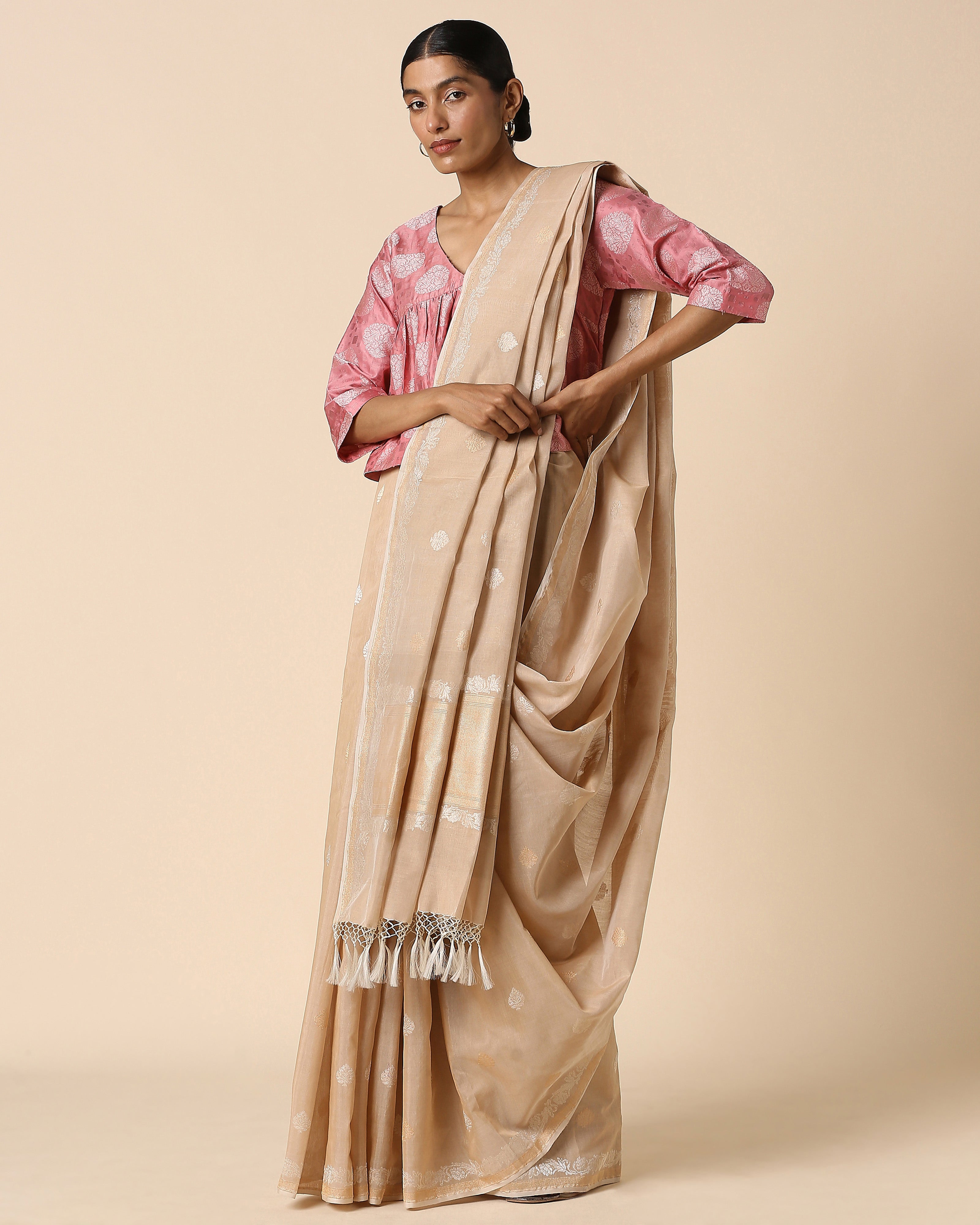Laya Banarasi Kadwa Brown Cotton Saree