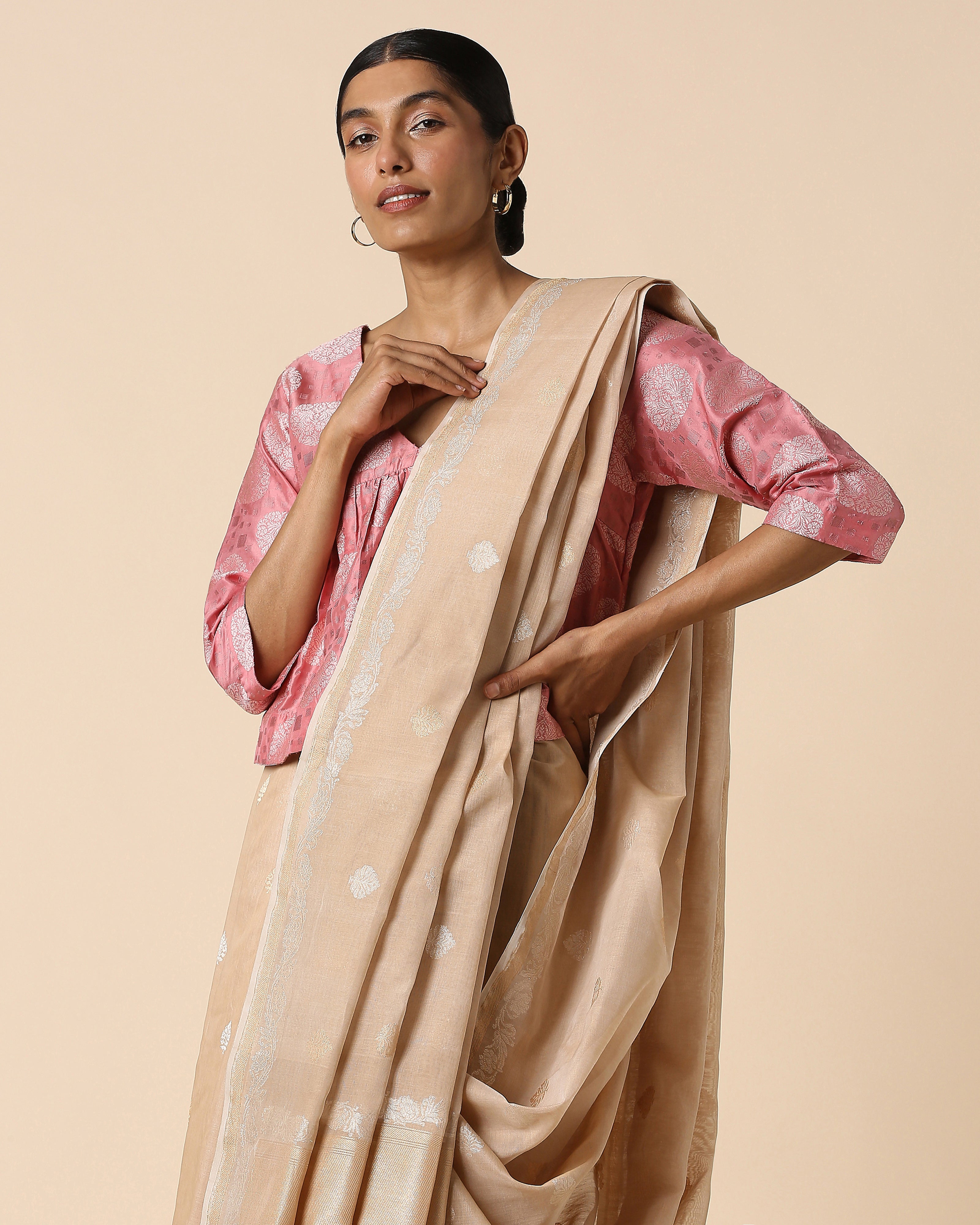 Laya Banarasi Kadwa Brown Cotton Saree