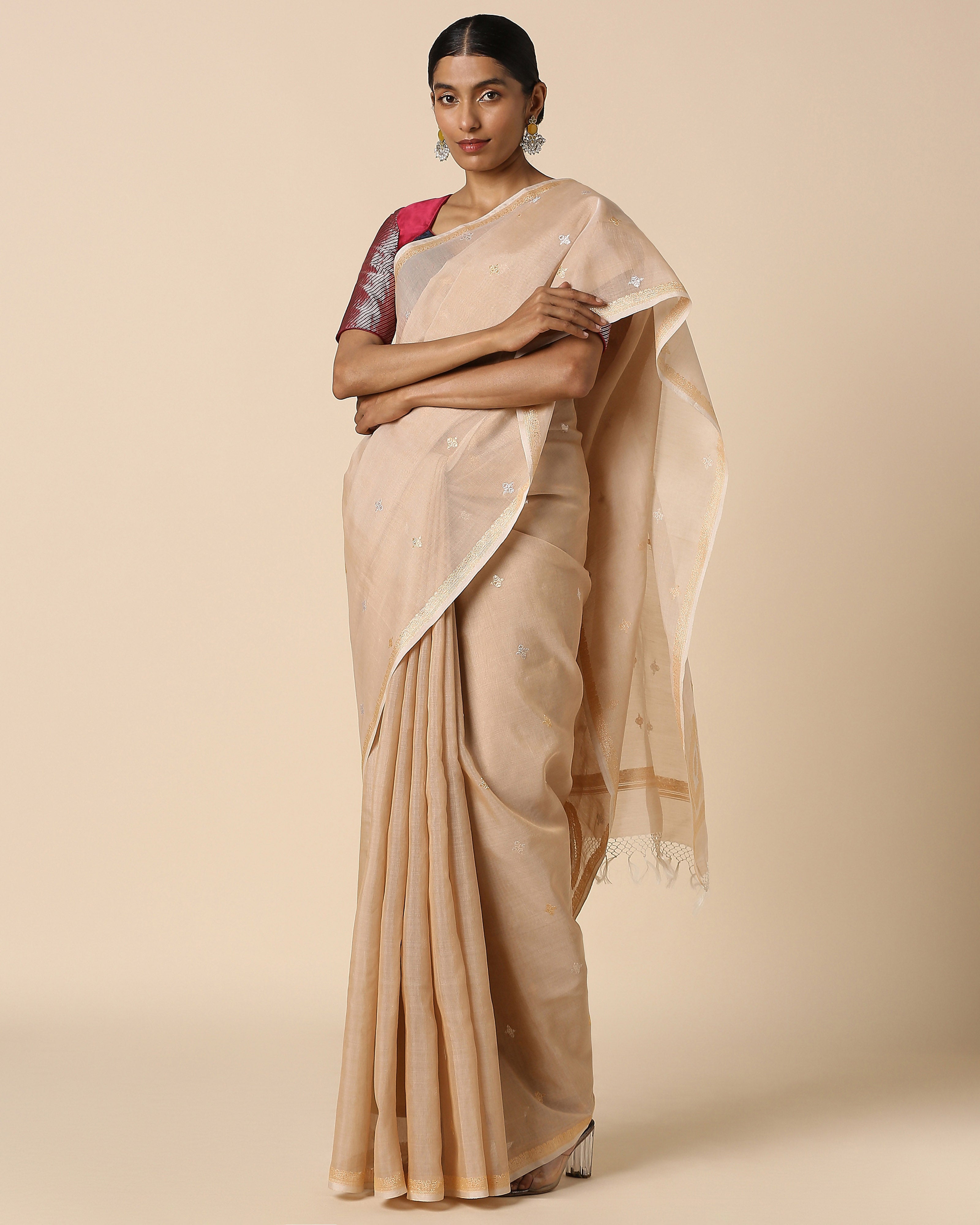 Saumya Banarasi Kadwa Brown Cotton Saree