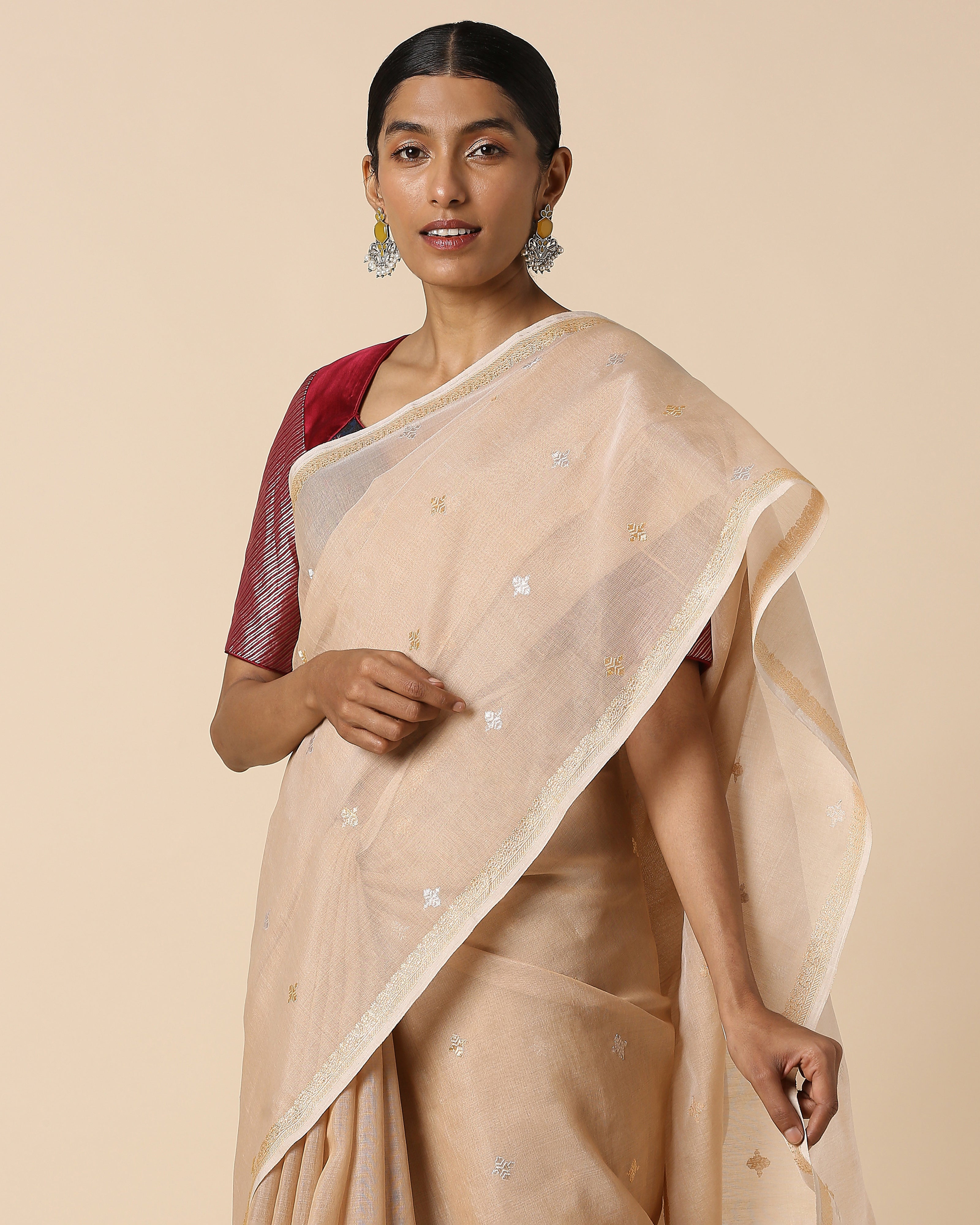 Saumya Banarasi Kadwa Brown Cotton Saree