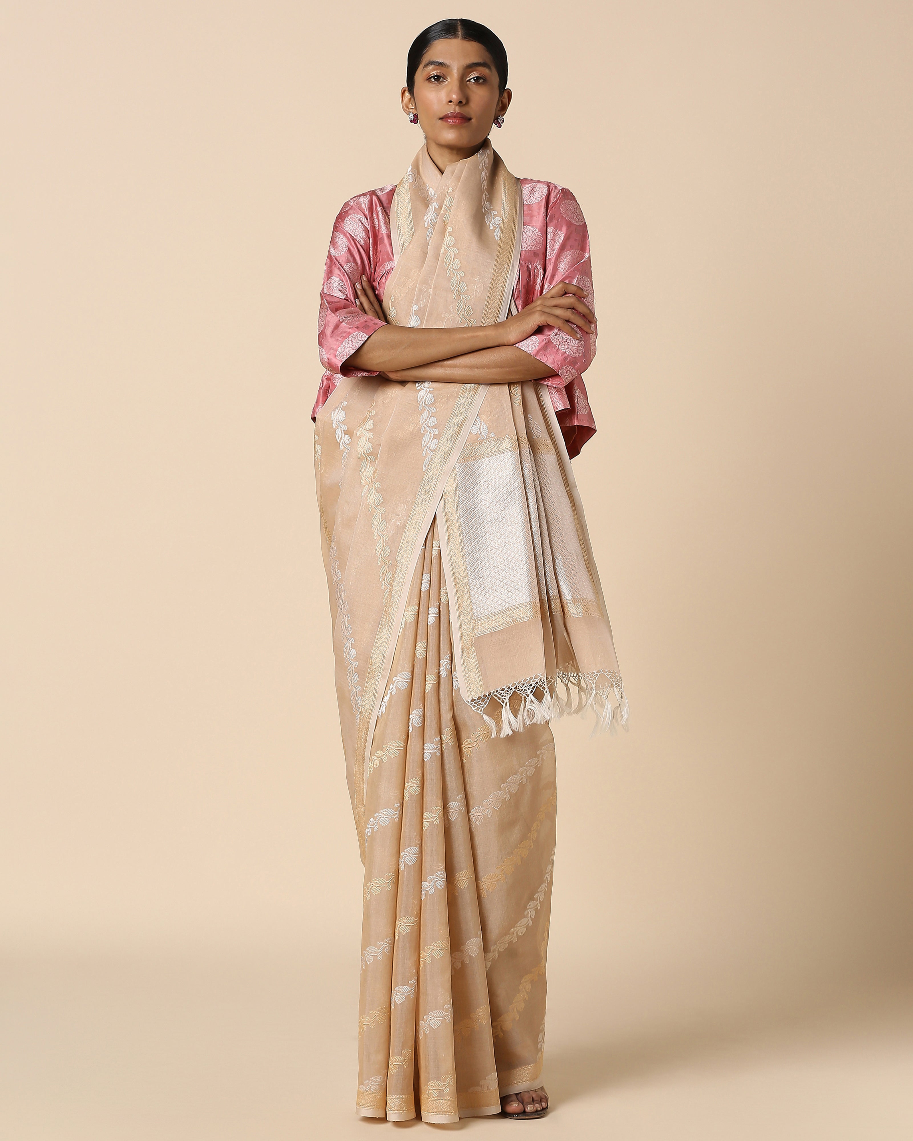 Ekanei Banarasi Kadwa Brown Cotton Saree