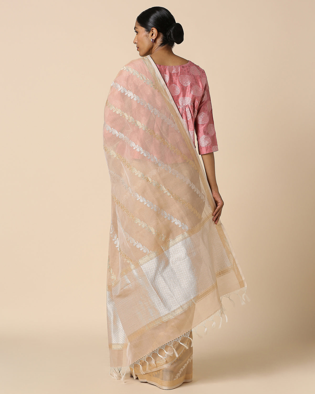 Ekanei Banarasi Kadwa Brown Cotton Saree