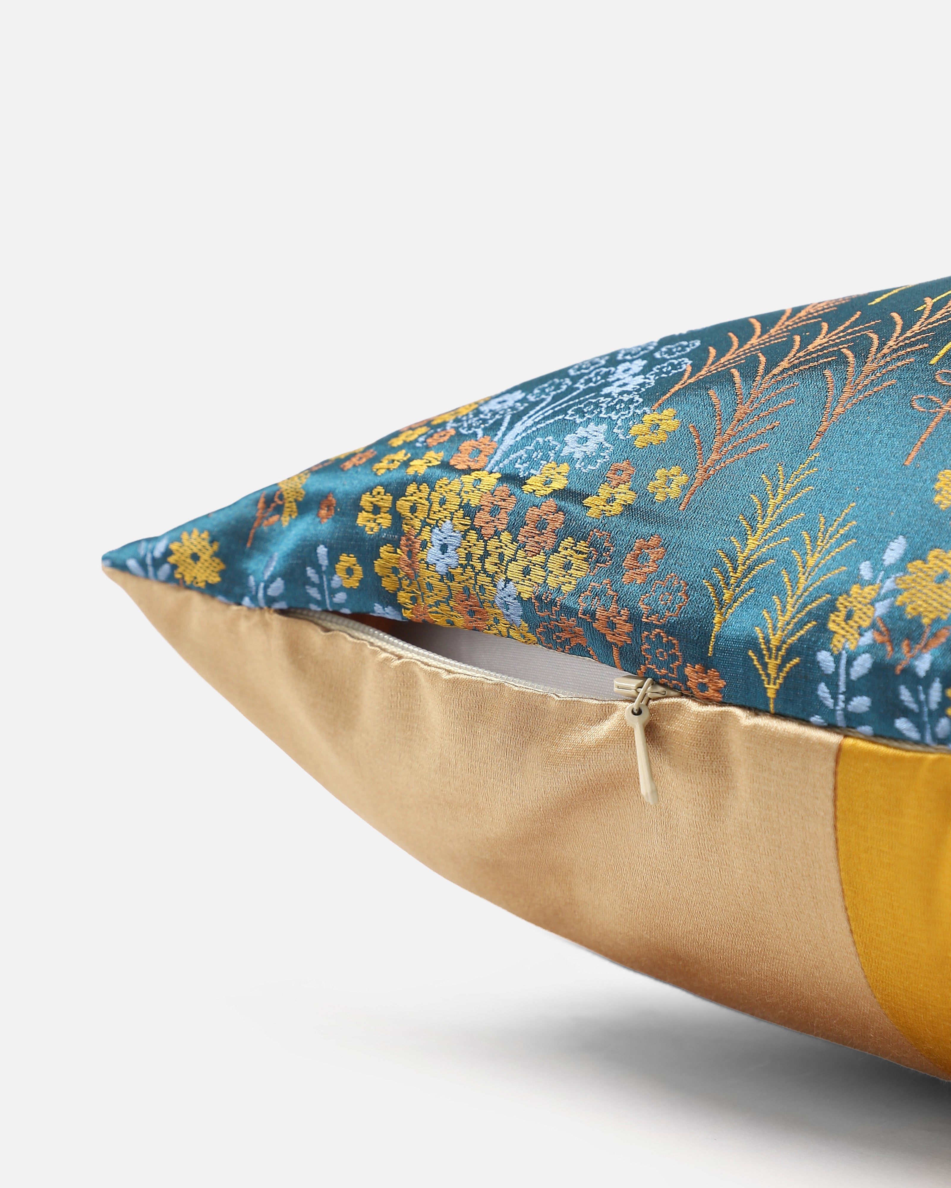 Crane Banarasi Tanchoi Silk Cushion Cover