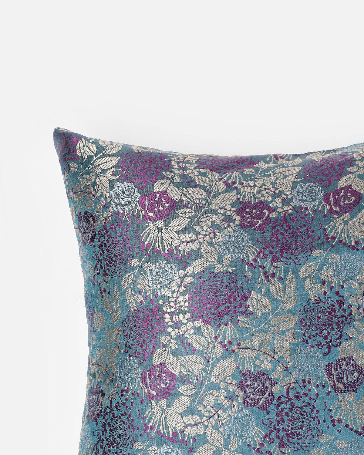 Bouquet Banarasi Tanchoi Silk Cushion Cover