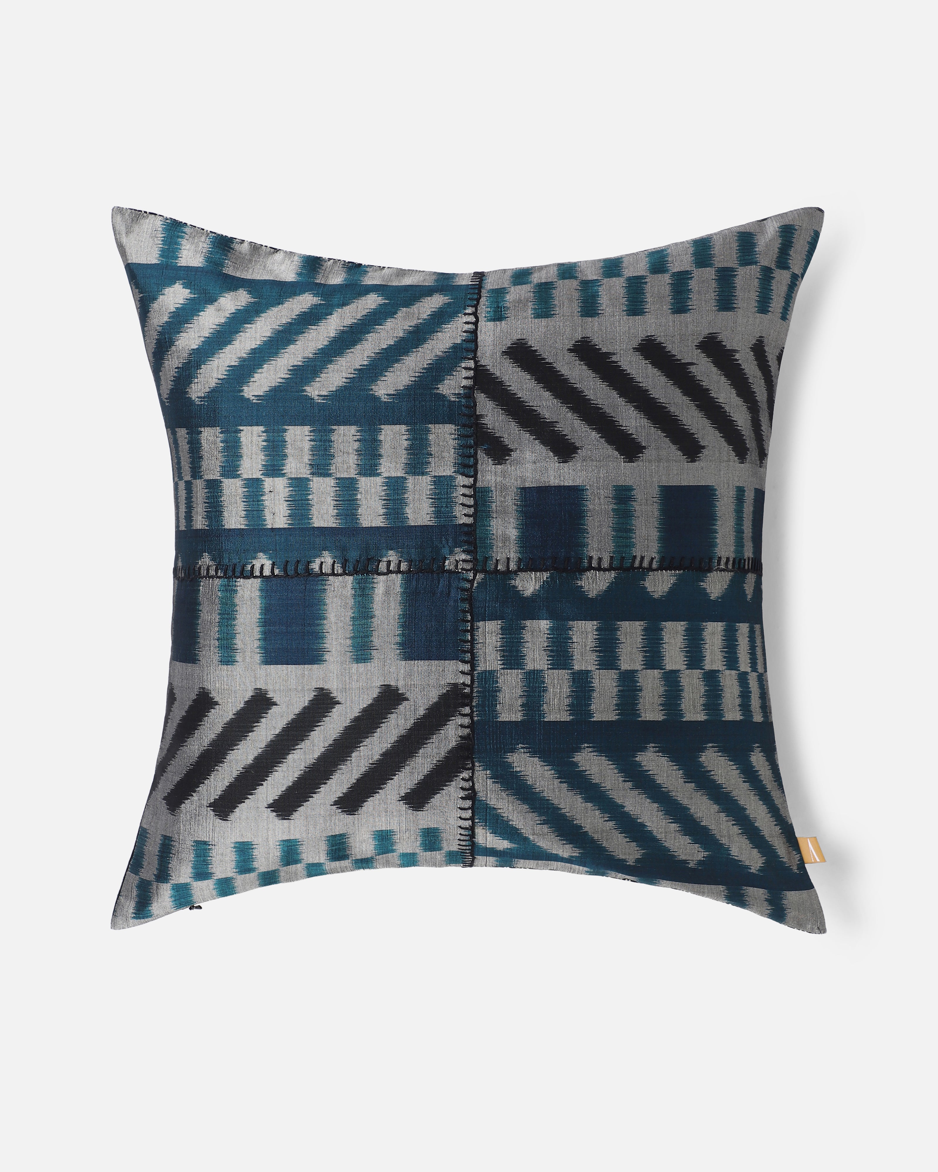Varish Pochampally Weft Ikat Cotton Silk Cushion Cover