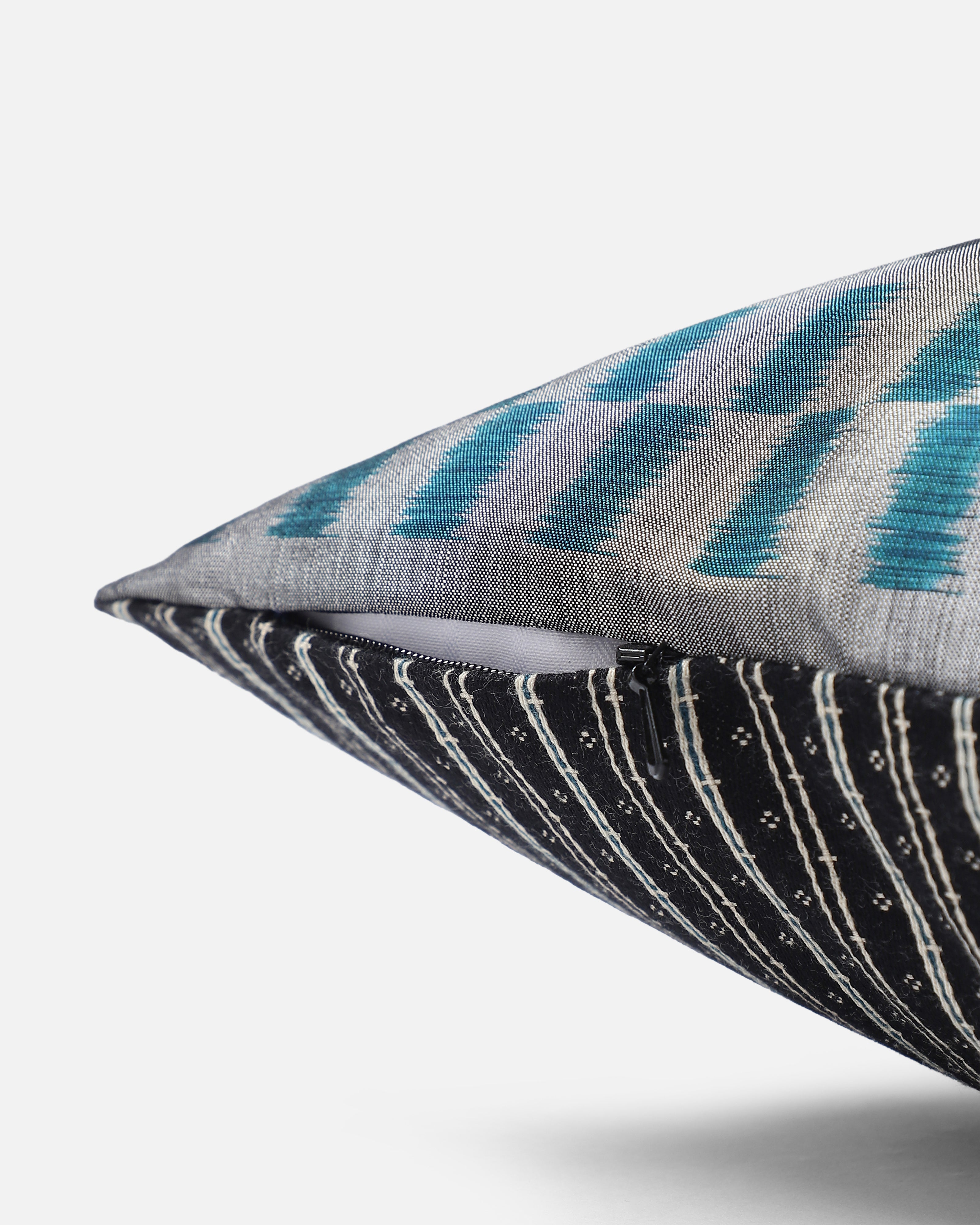 Varish Pochampally Weft Ikat Cotton Silk Cushion Cover