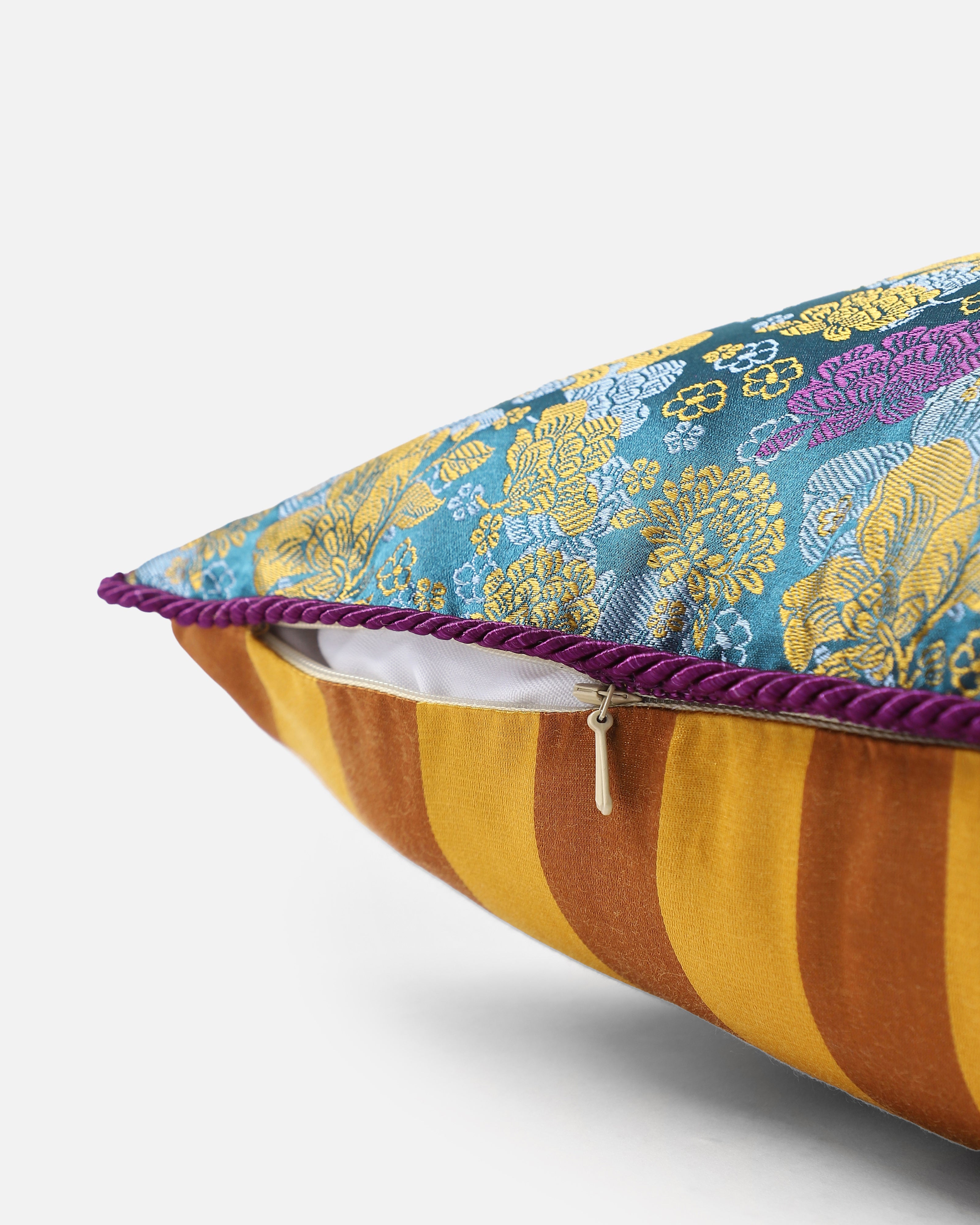 Guenon Banarasi Tanchoi Silk Cushion Cover