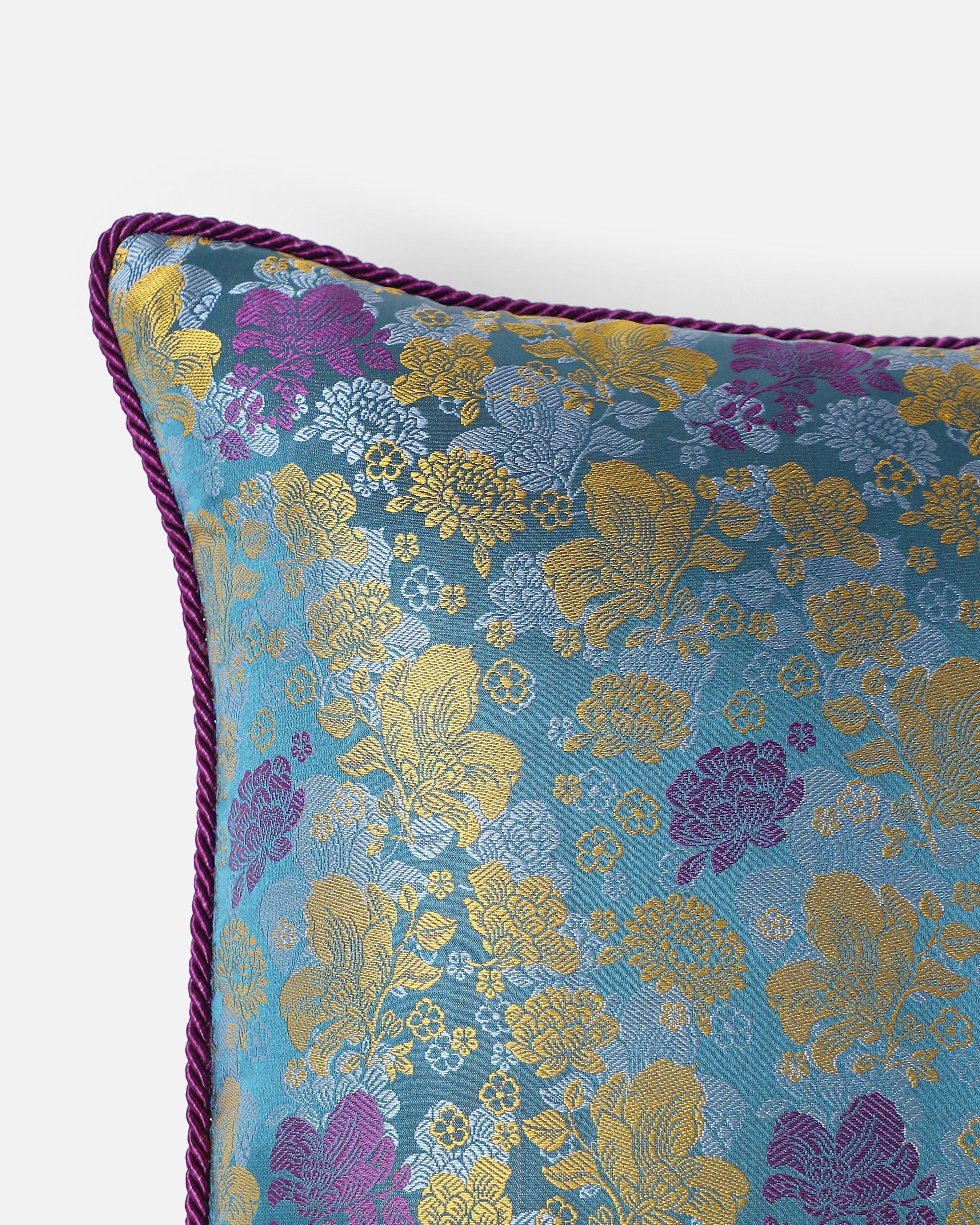 Guenon Banarasi Tanchoi Silk Cushion Cover