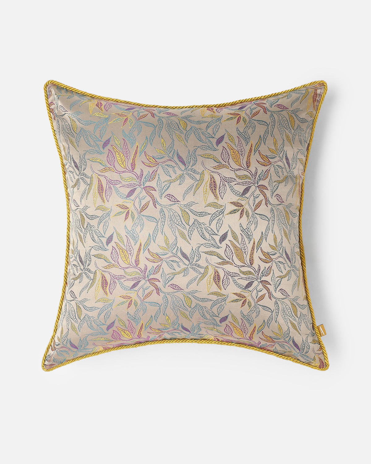 Leafy Banarasi Tanchoi Silk Cotton Cushion Cover