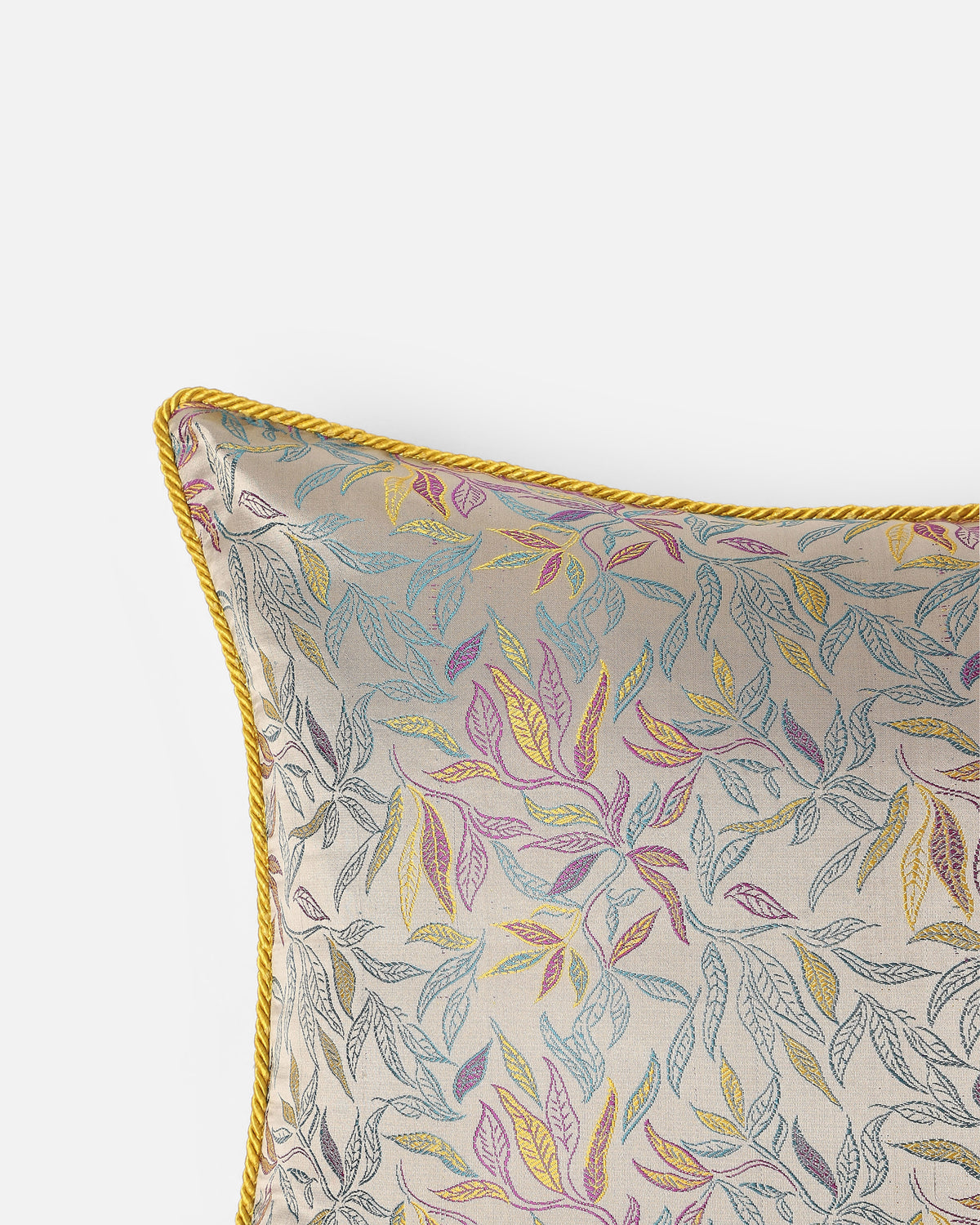 Leafy Banarasi Tanchoi Silk Cotton Cushion Cover
