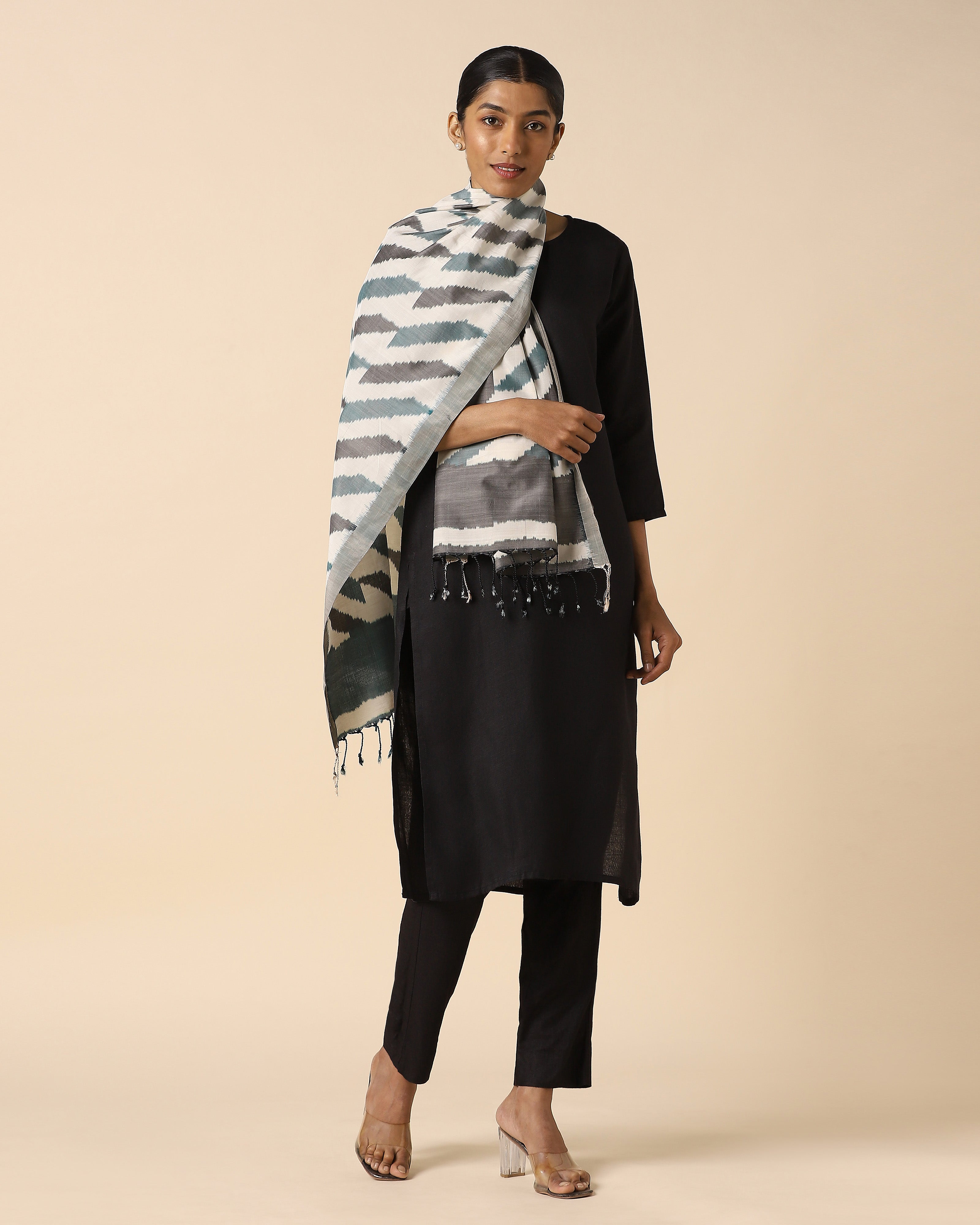 Aamya Pochampally Warp Ikat Silk Cotton Stole